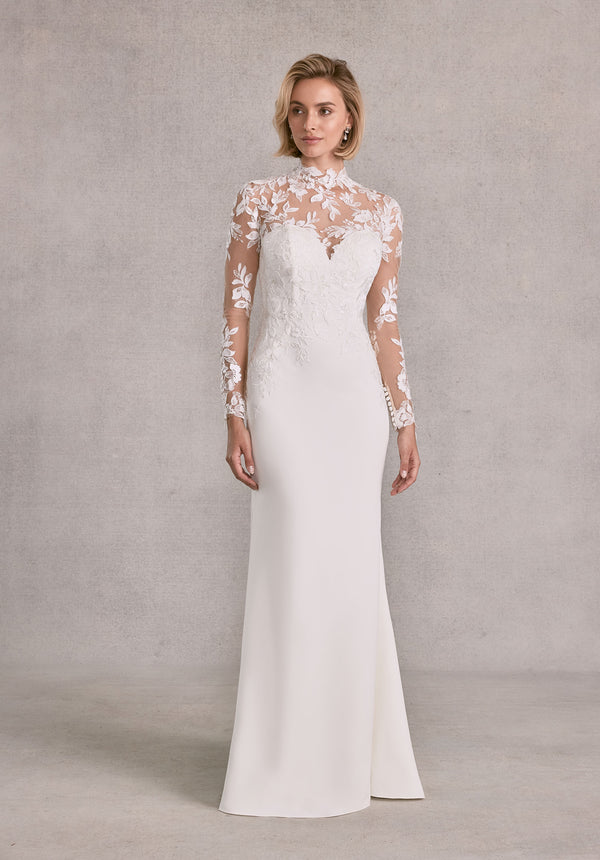 MGNY Madeline Gardner New York 15106 Long Simple Sequinn Lace Wedding Dress