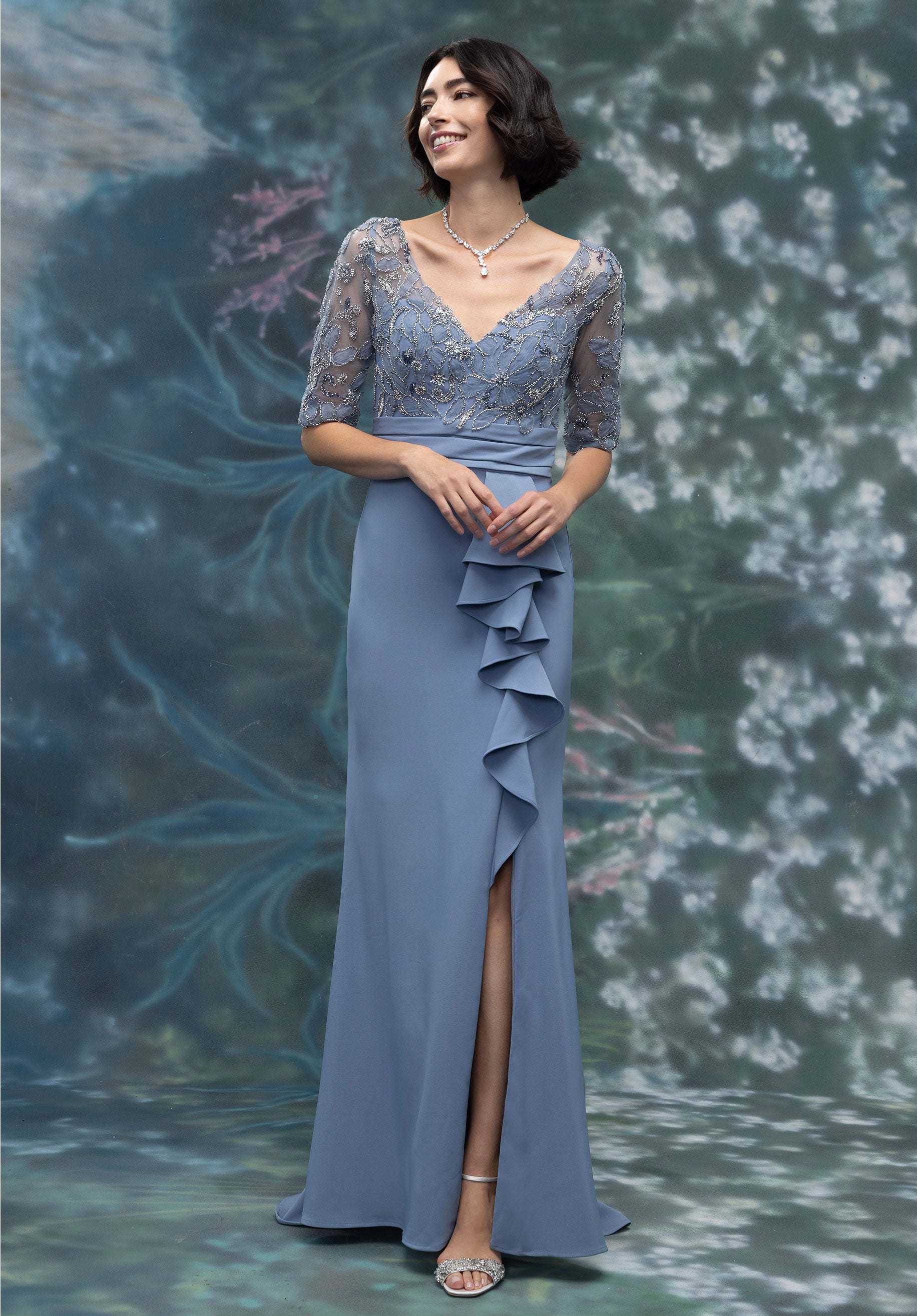 MGNY Madeline Gardner New York 2070020 Lace Mother of the Bride Long Dress - Rose / 14