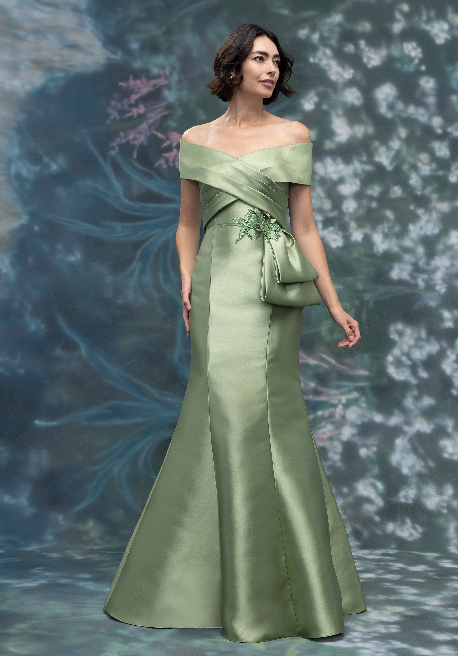 MGNY Madeline Gardner New York 2070031 Mermaid Long Formal Dress - Moss / 16 MGNY Madeline Gardner New York 2070031 Mermaid Long Formal Dress - Moss / 16