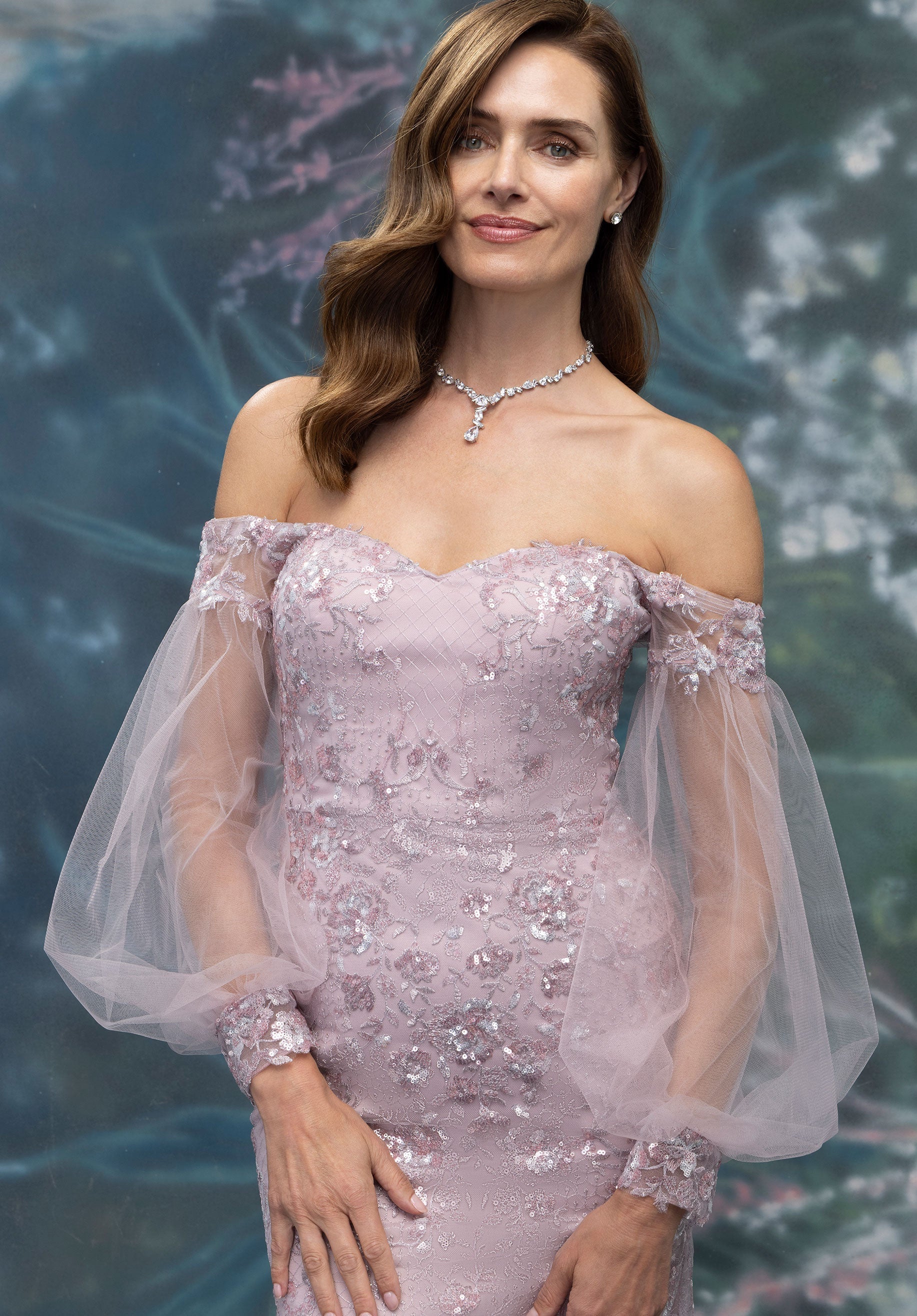 Formal Dresses Beaded Long Lace Formal Dress Blush