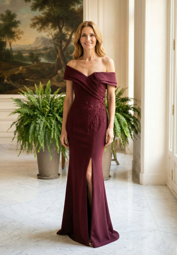 Off-the-Shoulder Floor-Length Satin Prom Mermaid MGNY 2070039
