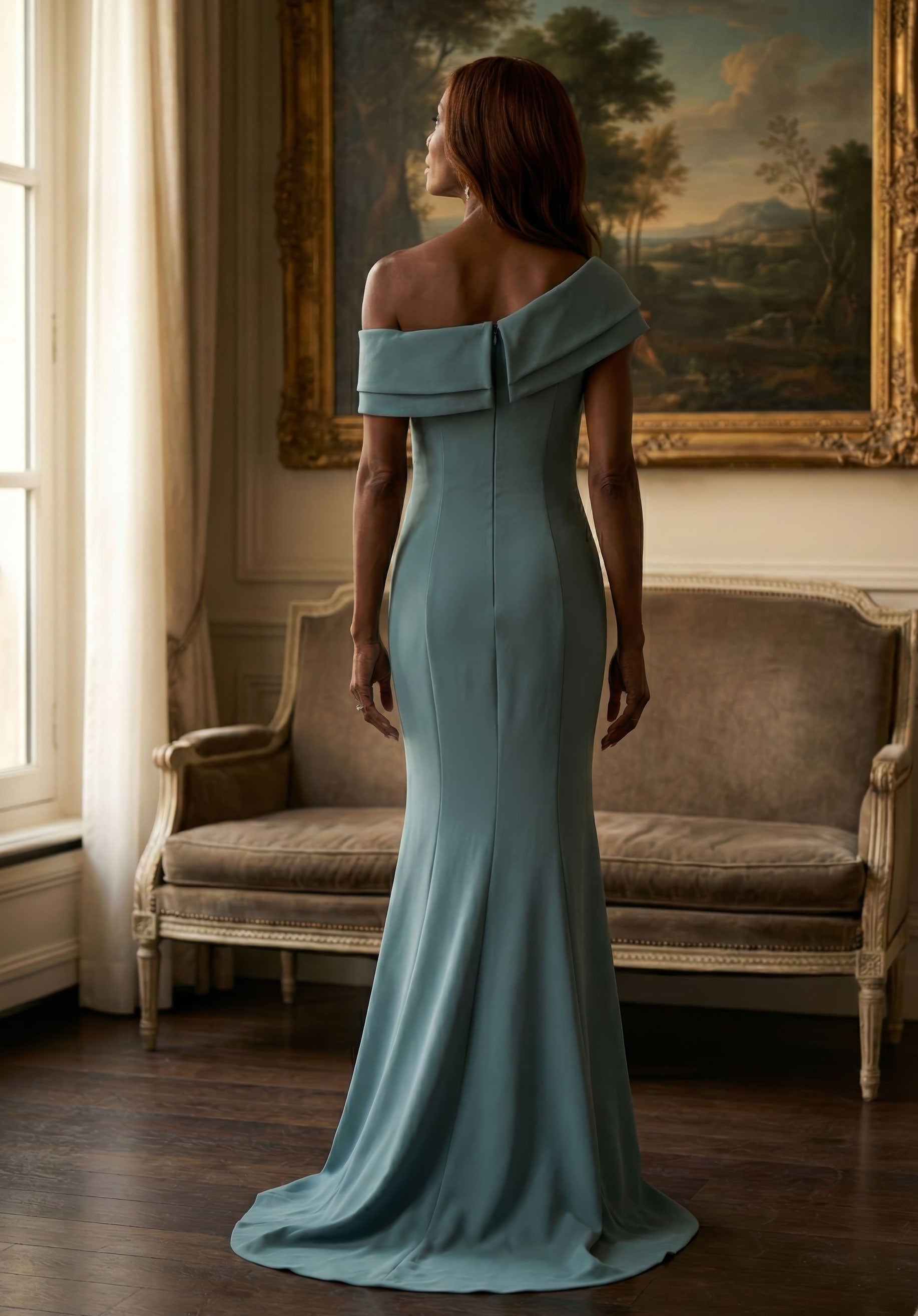 Off-the-Shoulder Floor-Length Satin Prom Mermaid MGNY 2070039