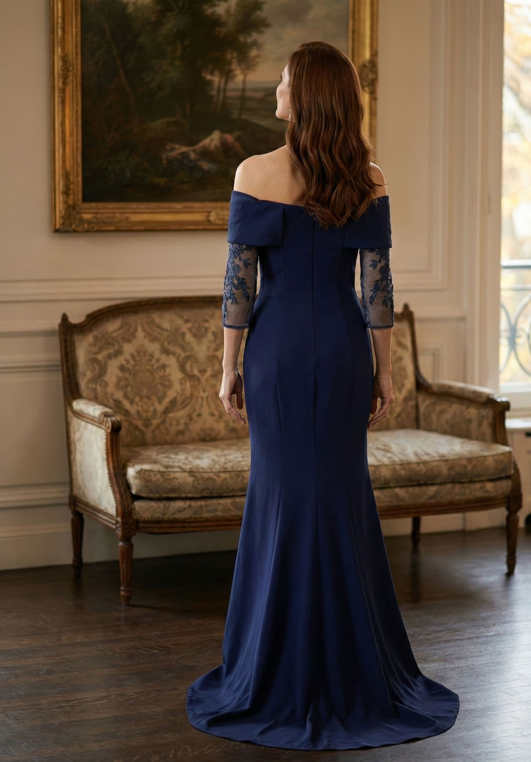 Off-the-Shoulder Floor-Length Satin Formal Mermaid MGNY 2070040