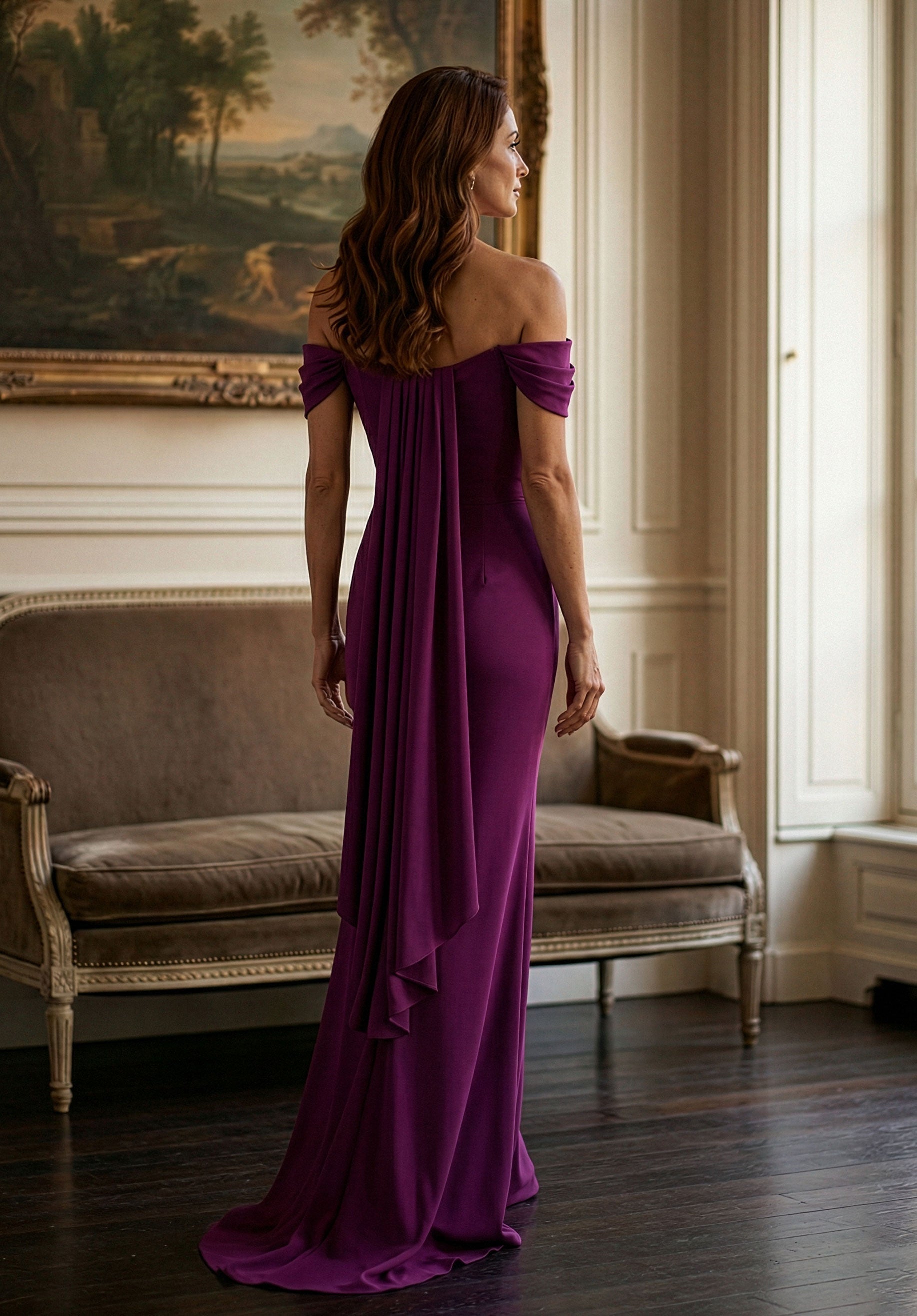 Off-the-Shoulder Floor-Length Jersey Formal Mermaid MGNY 2070042
