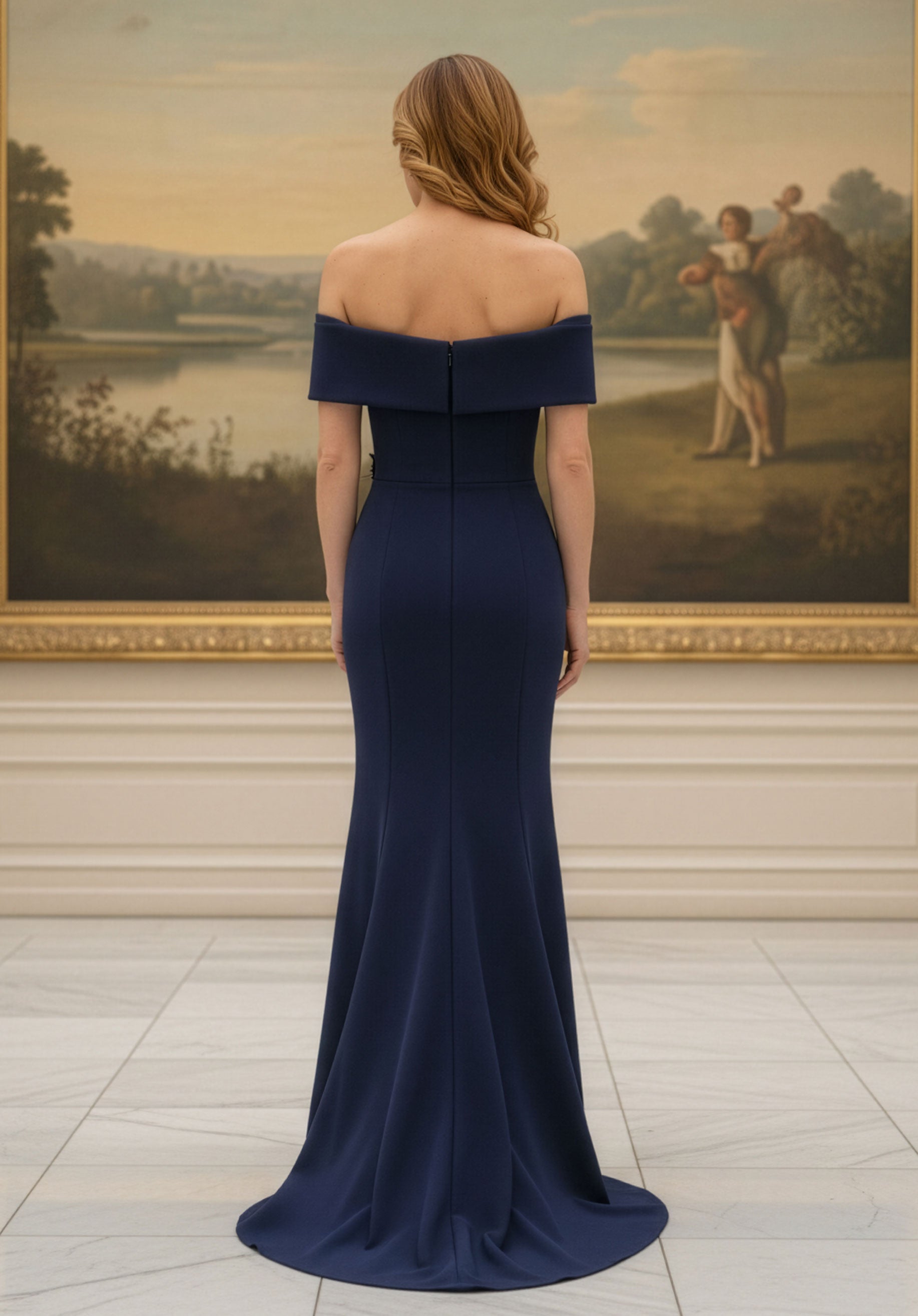 Off-the-Shoulder Floor-Length Scuba Formal Mermaid MGNY 2070044