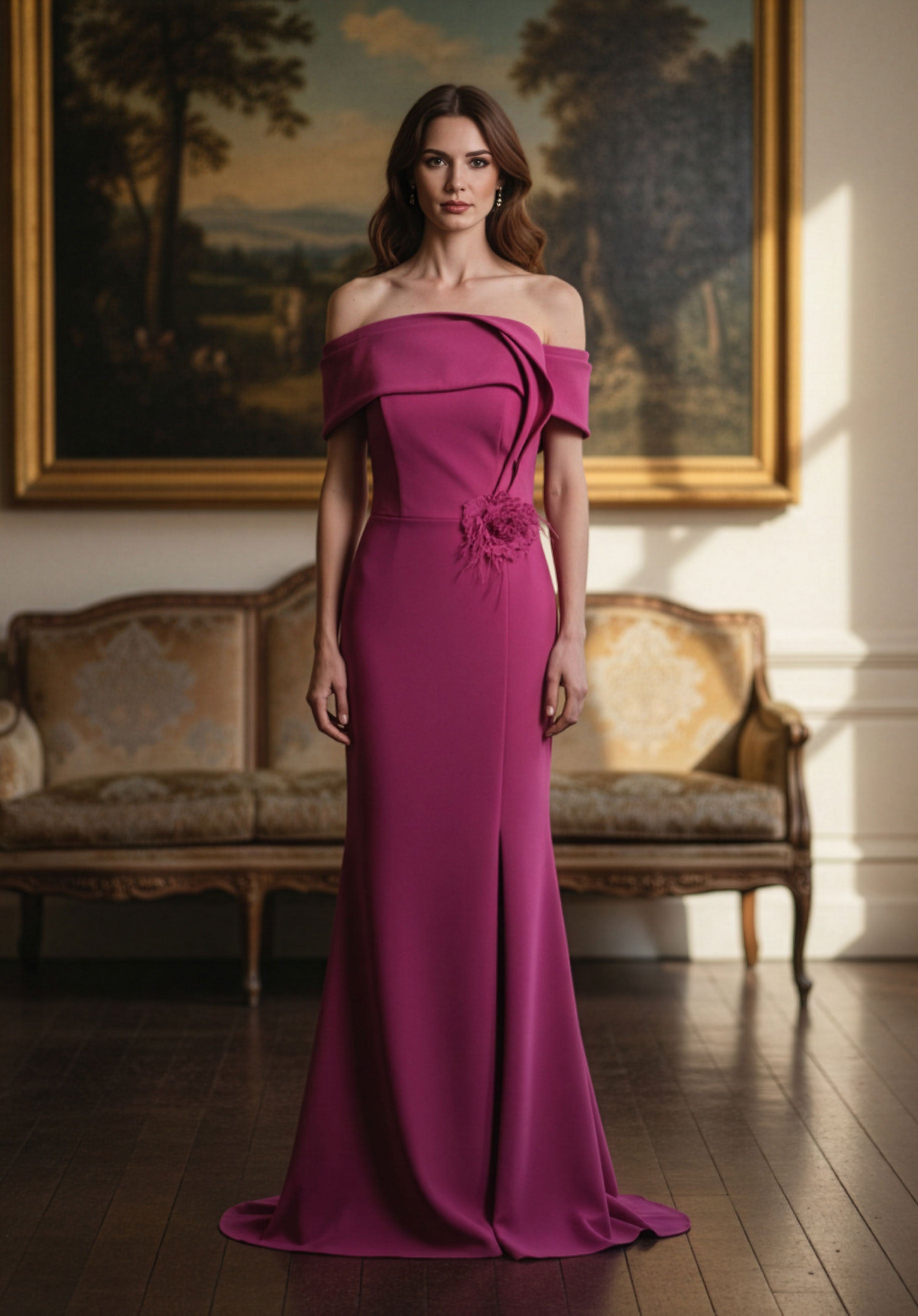 Off-the-Shoulder Floor-Length Scuba Formal Mermaid MGNY 2070044