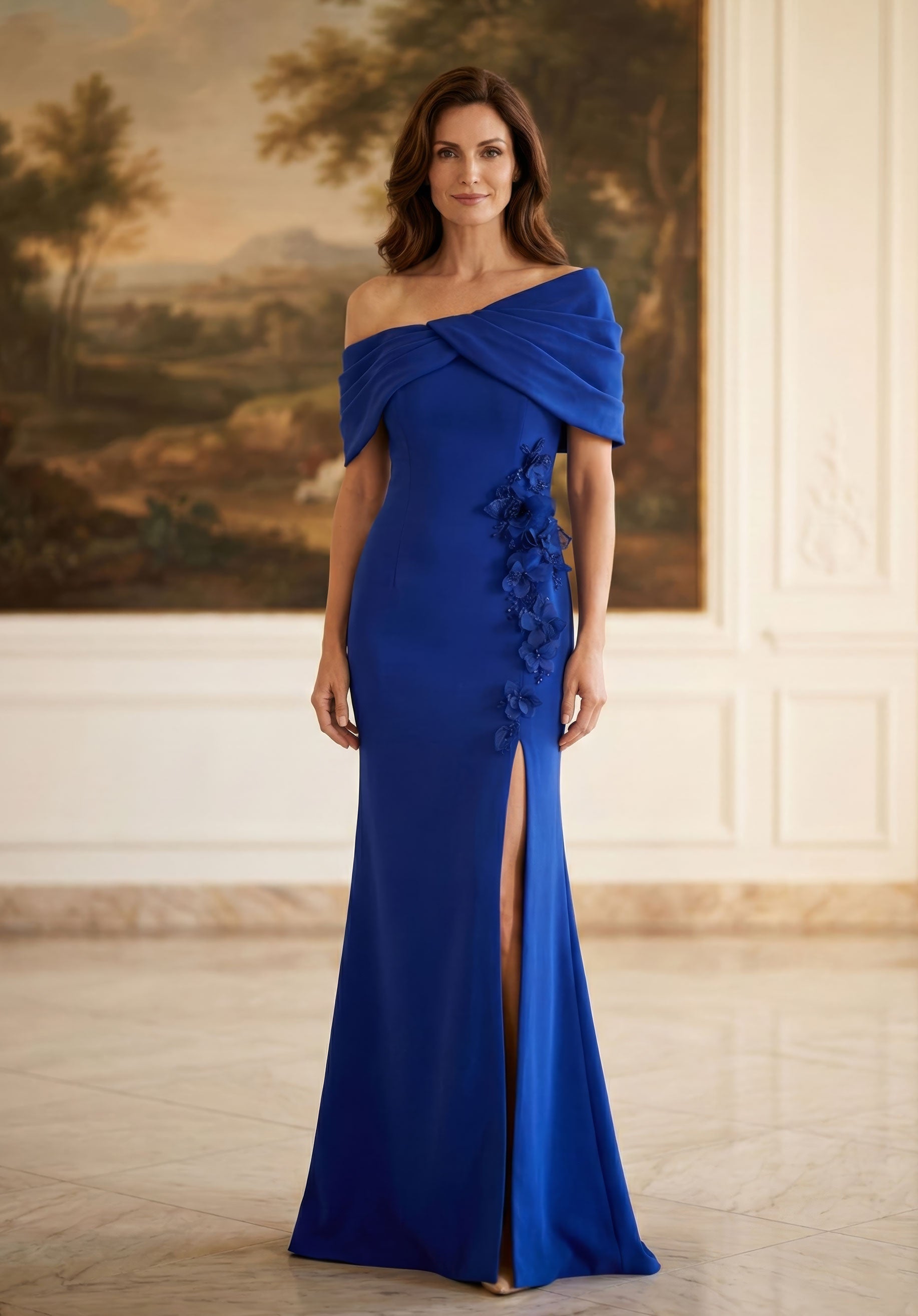 Off-the-Shoulder Floor-Length Jersey Formal Mermaid MGNY 2070047