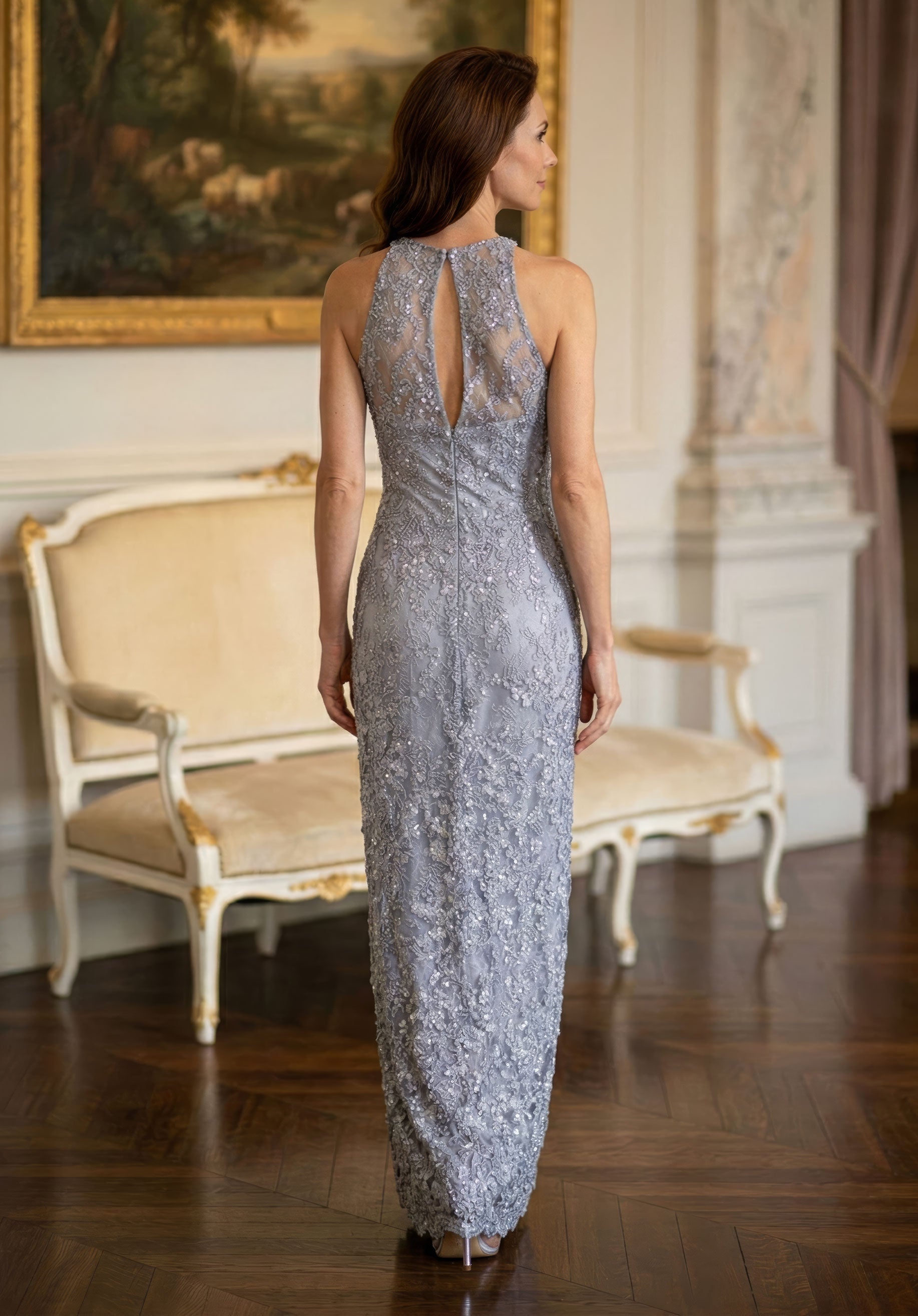 Crew High-Neck Floor-Length Lace Formal Mermaid MGNY 2070058
