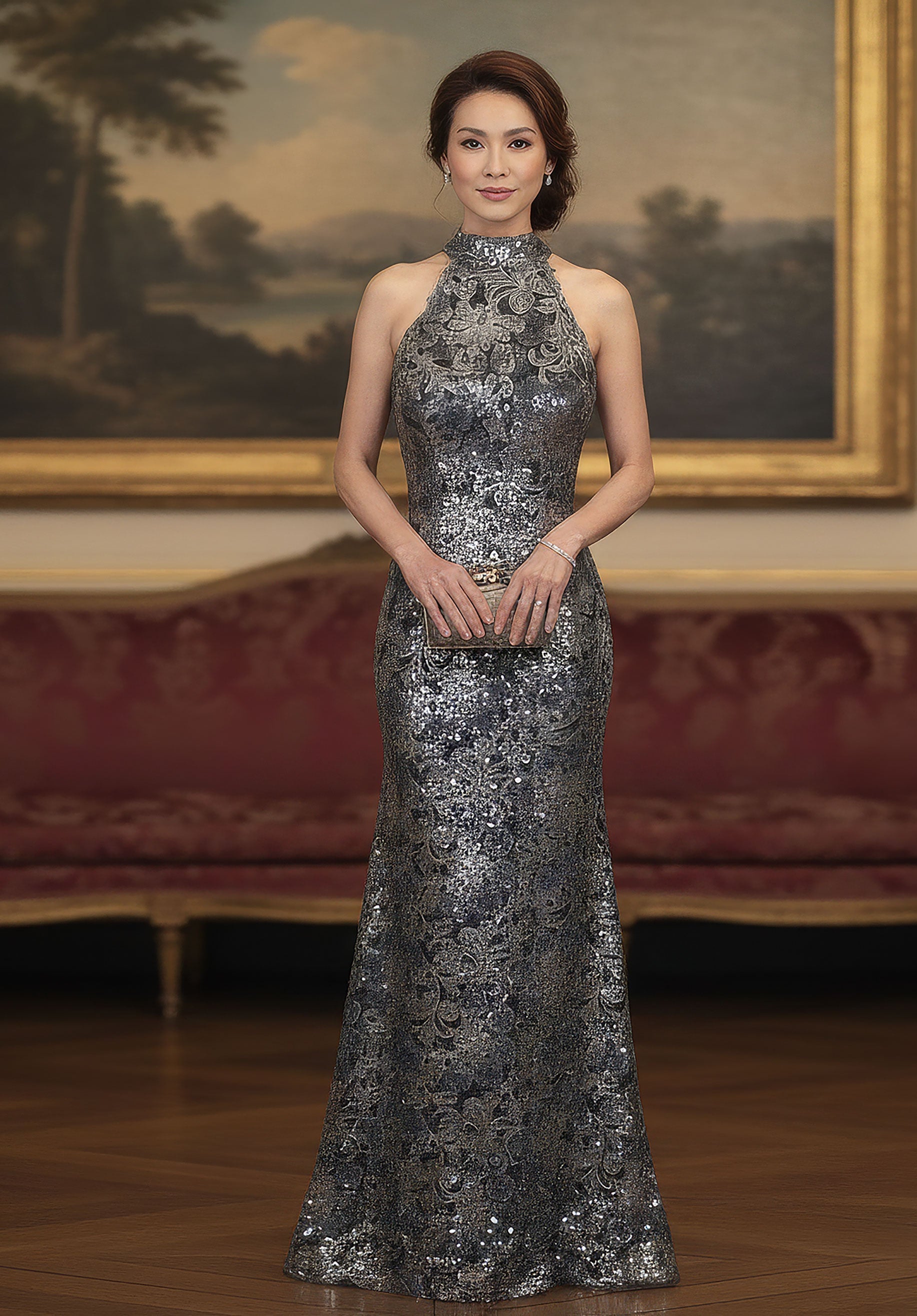 Halter Floor-Length Lace Formal Mermaid MGNY 2070059