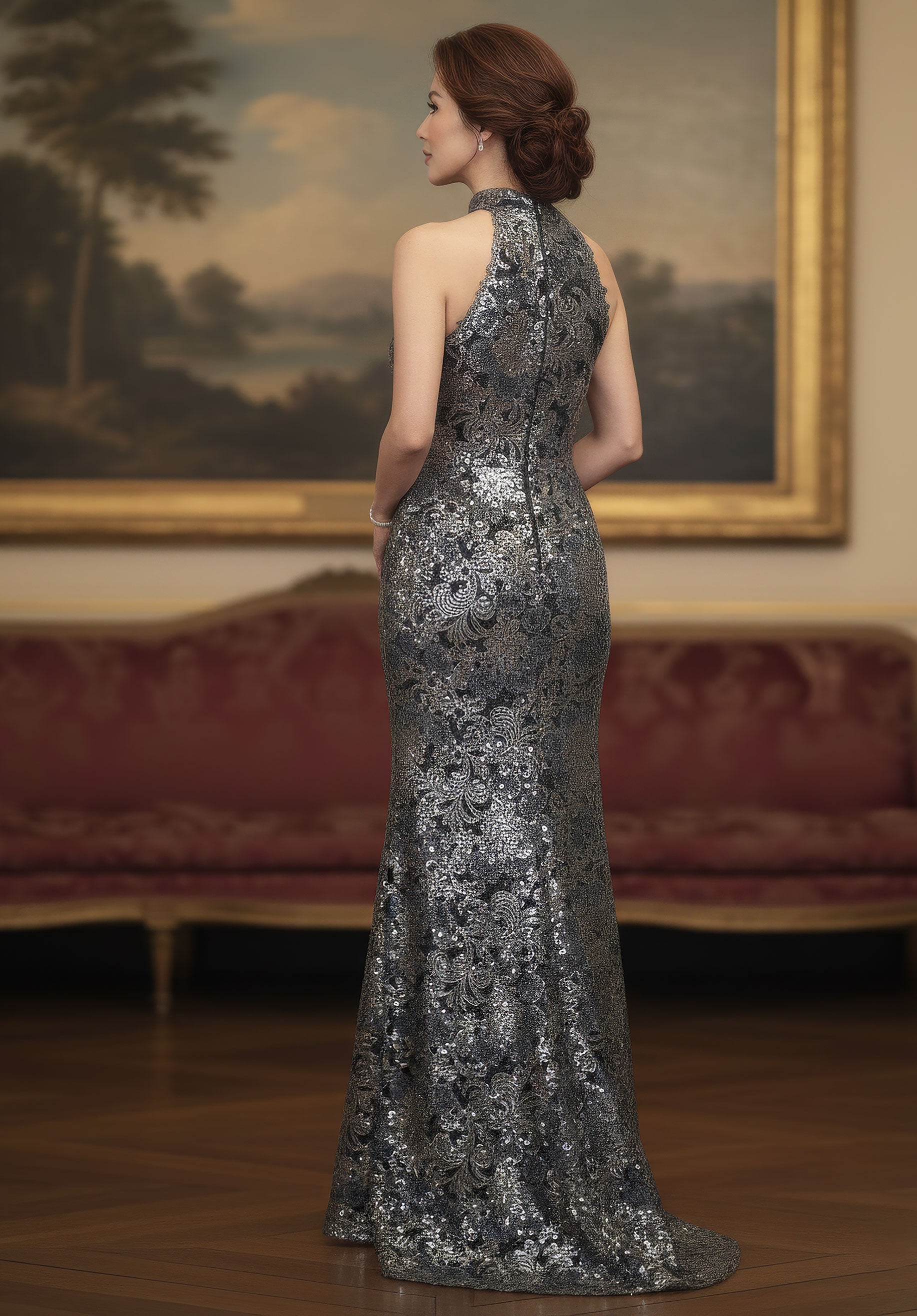 Halter Floor-Length Lace Formal Mermaid MGNY 2070059