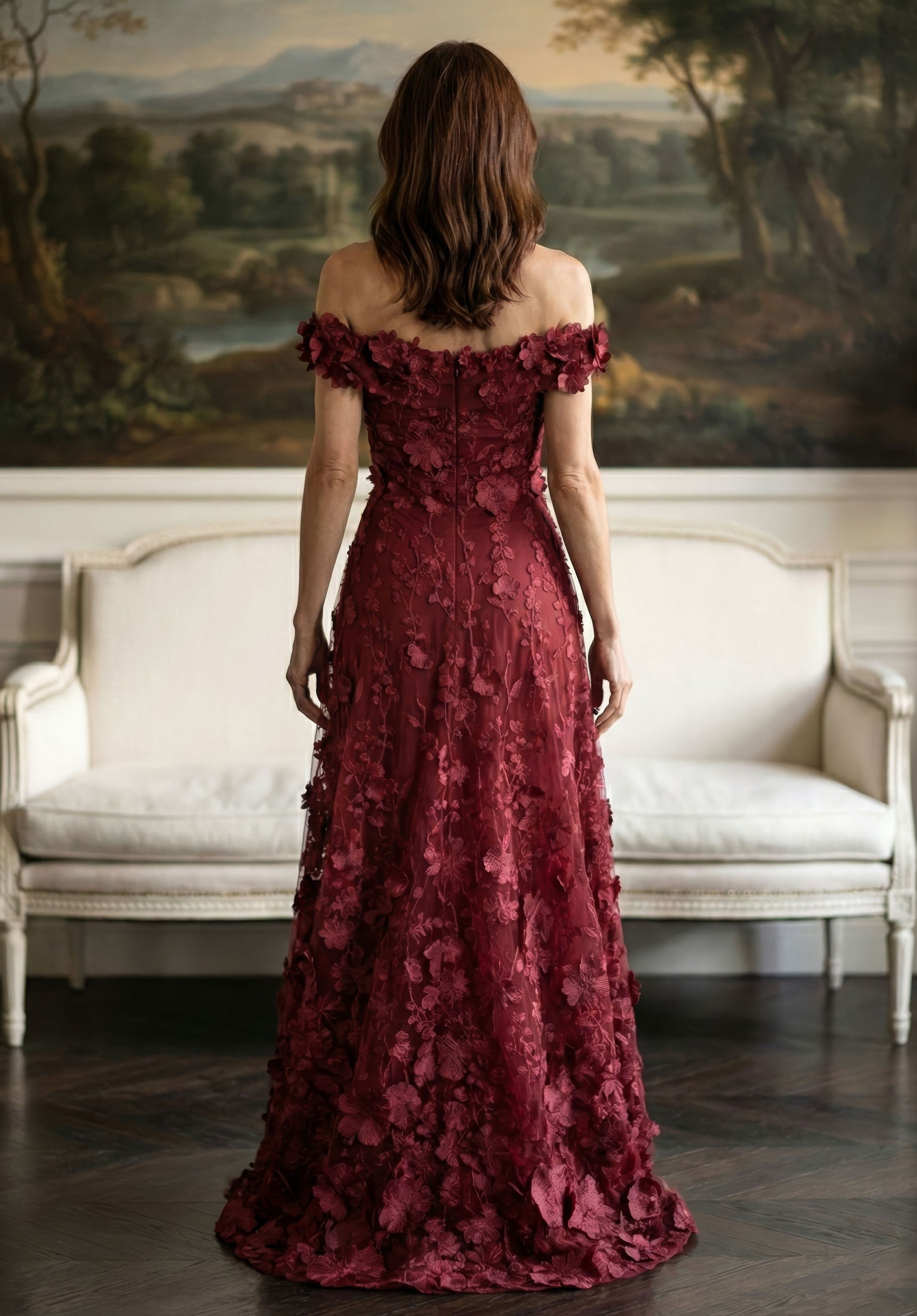 Off-the-Shoulder Floor-Length Lace Prom A-Line MGNY 2070062