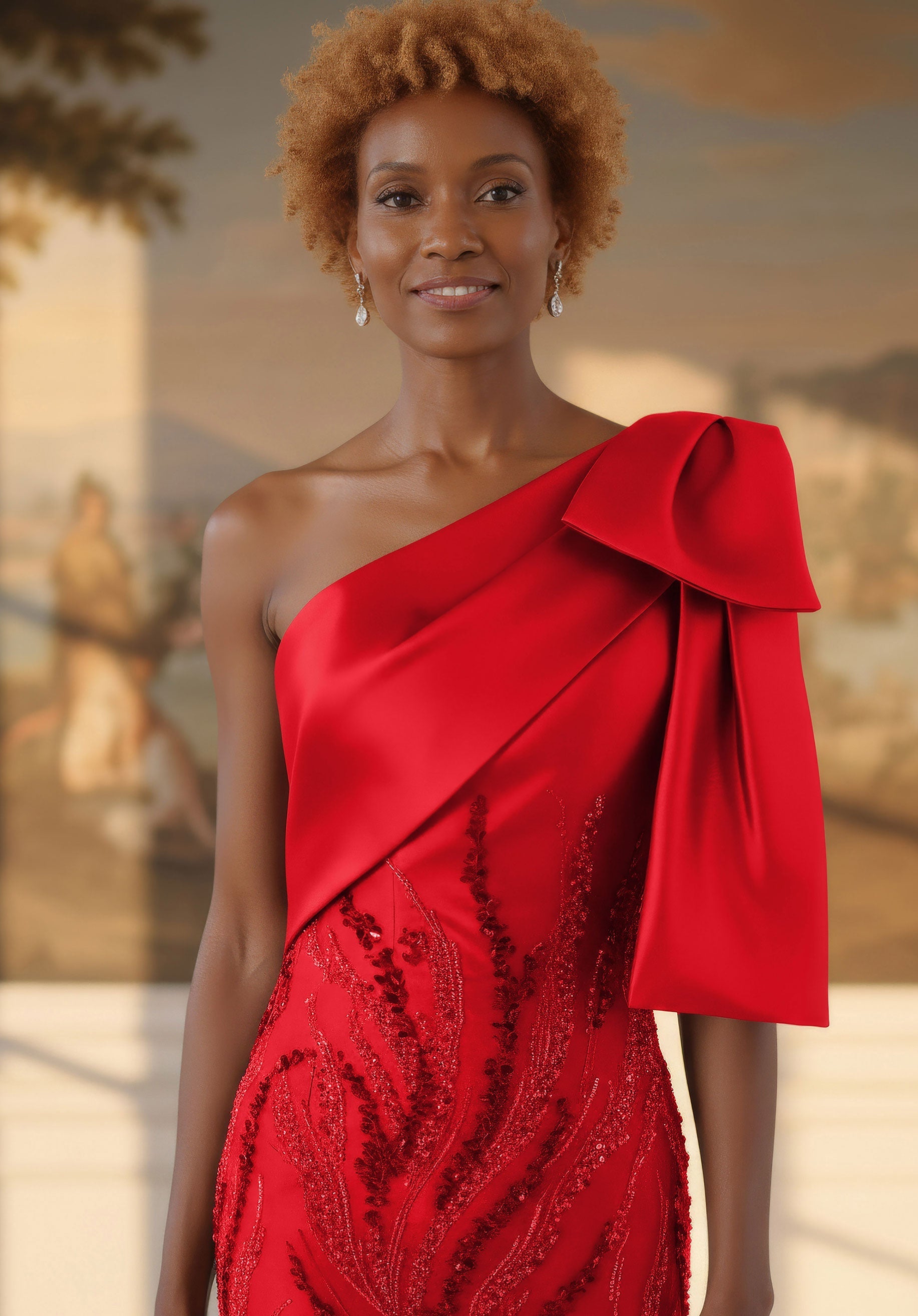 One-Shoulder Floor-Length Satin Formal Mermaid MGNY 2070063