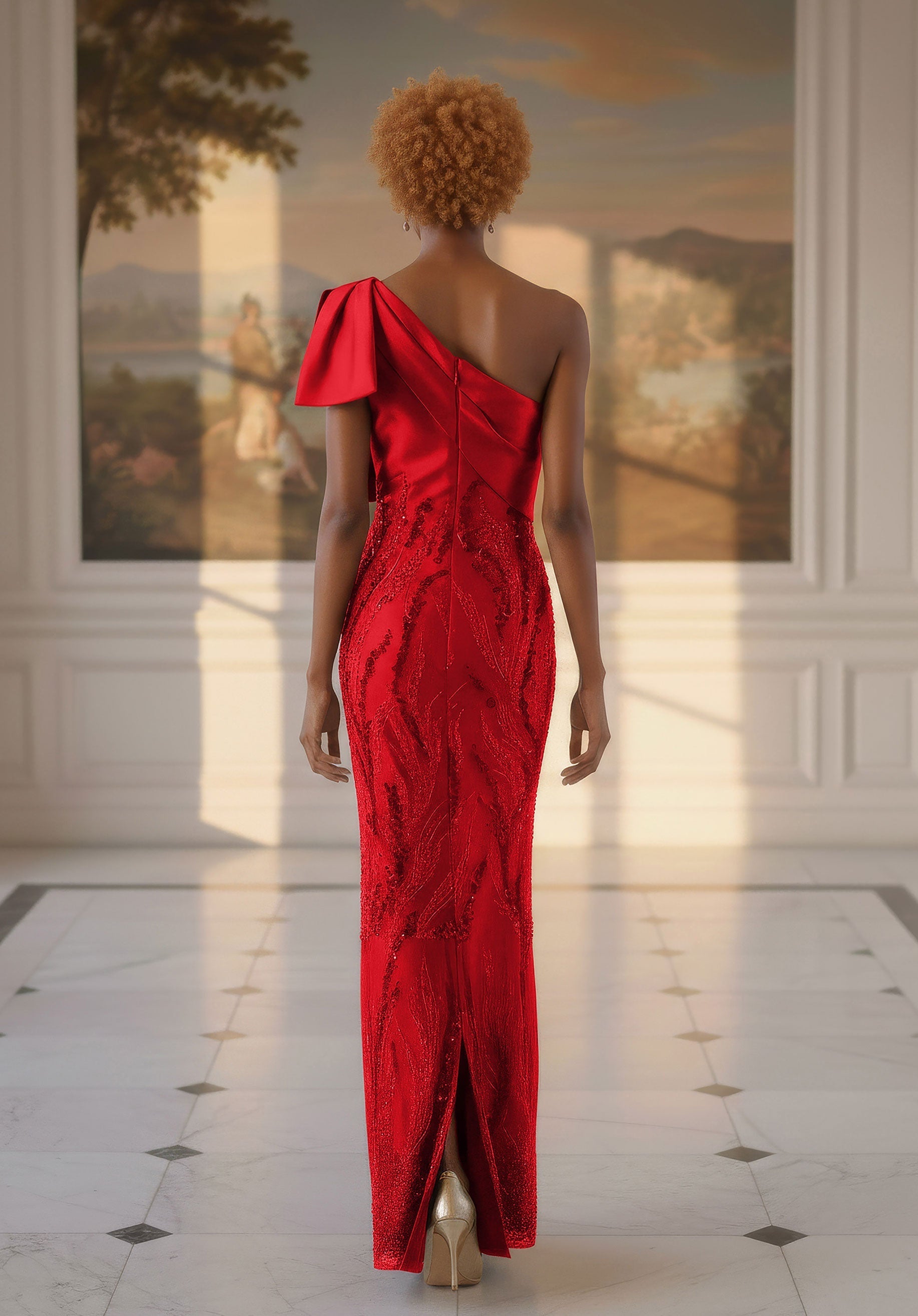 One-Shoulder Floor-Length Satin Formal Mermaid MGNY 2070063