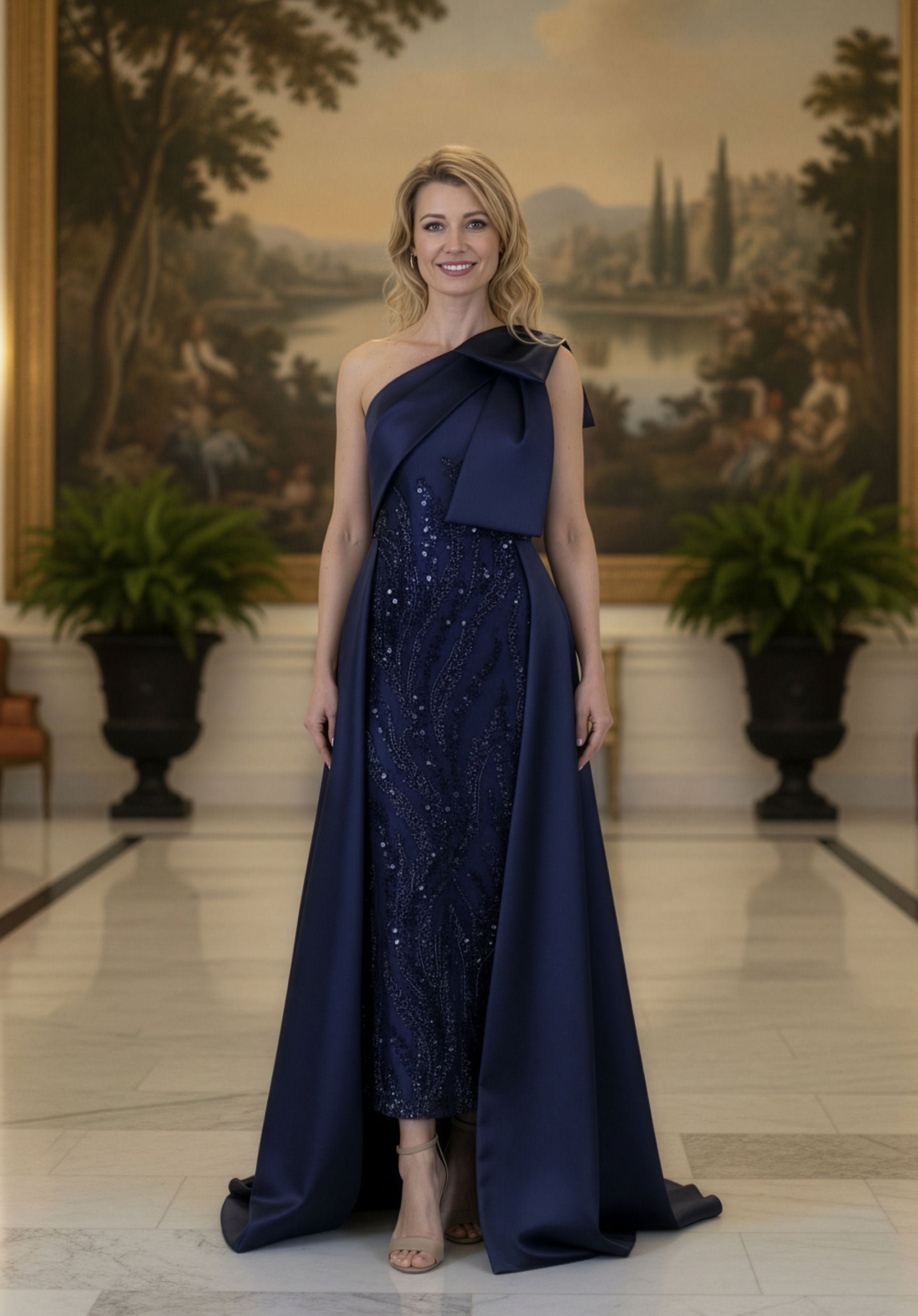 One-Shoulder Floor-Length Satin Formal Mermaid MGNY 2070063