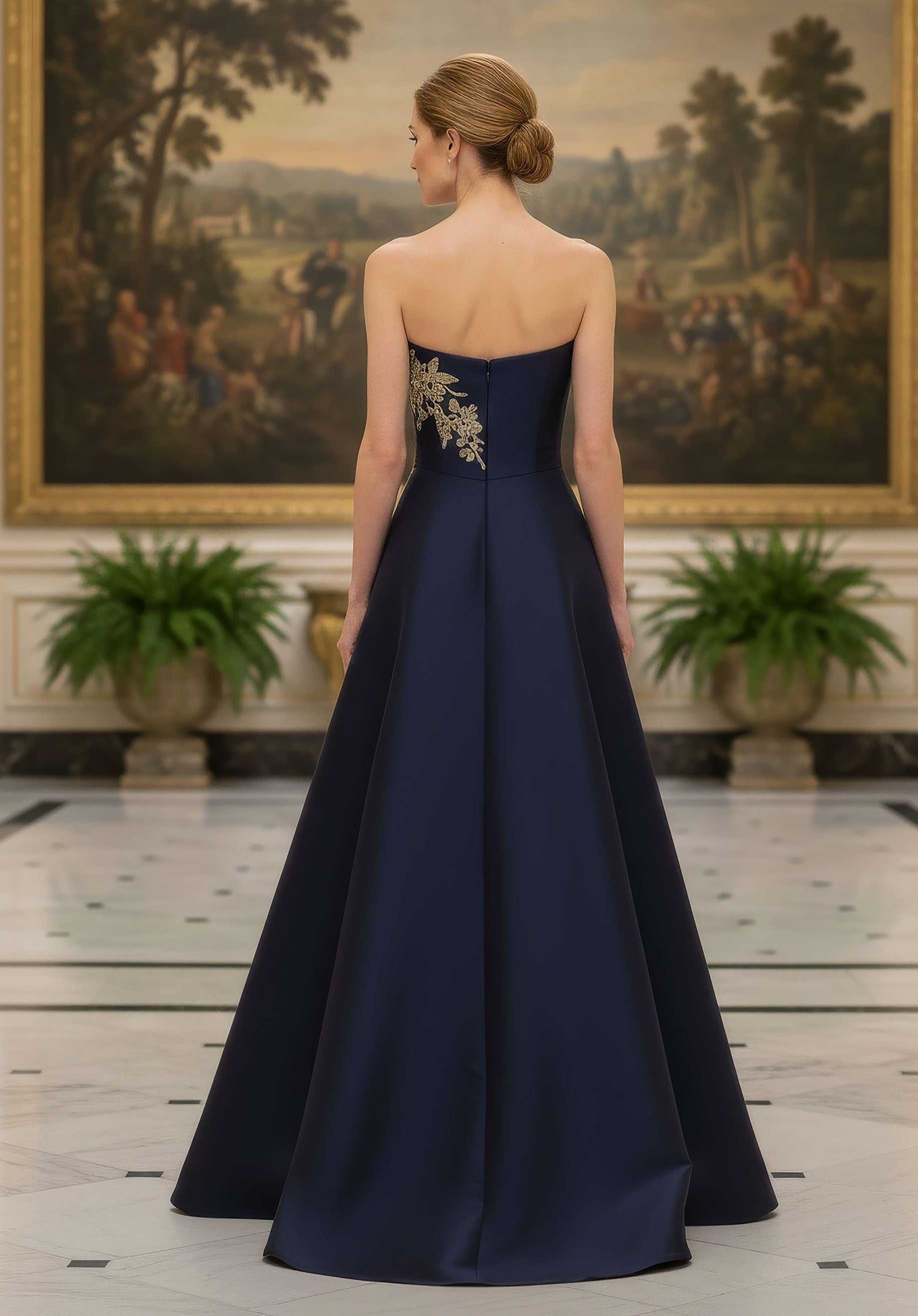 Strapless Straight Neck Floor-Length Satin Formal Ball Gown MGNY 2070066