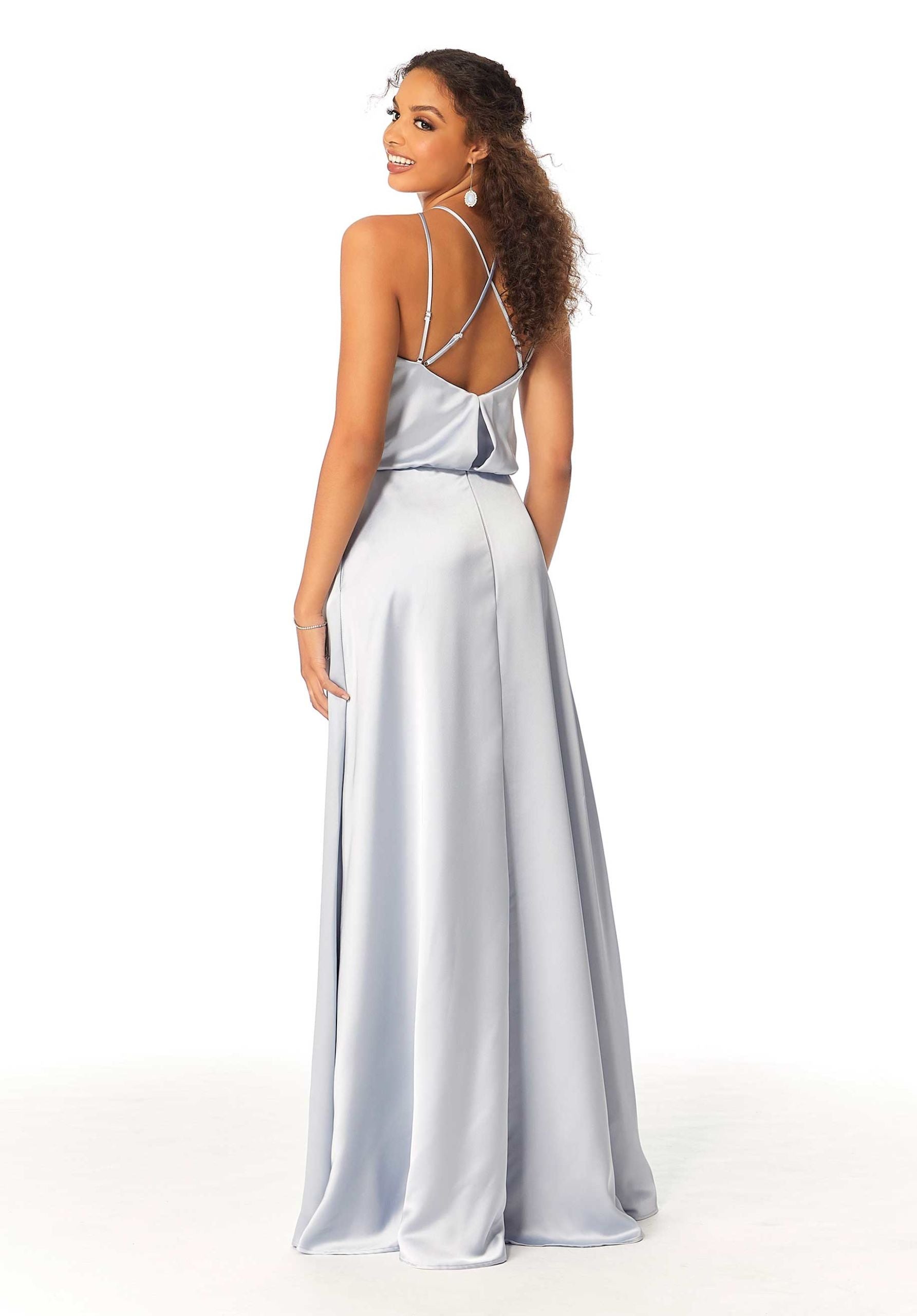 Formal Dresses Long Formal Evening A Line Slit Dress MGNY Madeline Gardner New York 21815 Fog
