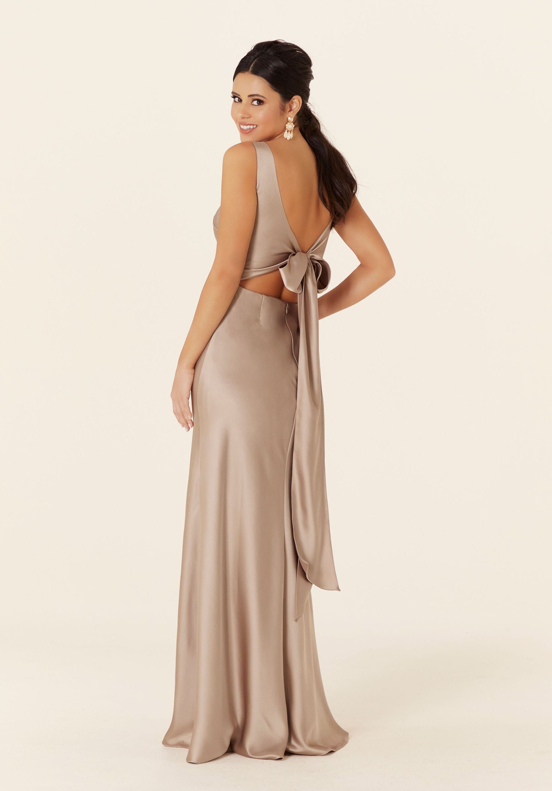 Formal Dresses Long Formal Slit Evening Dress MGNY Madeline Gardner New York 21835 Latte