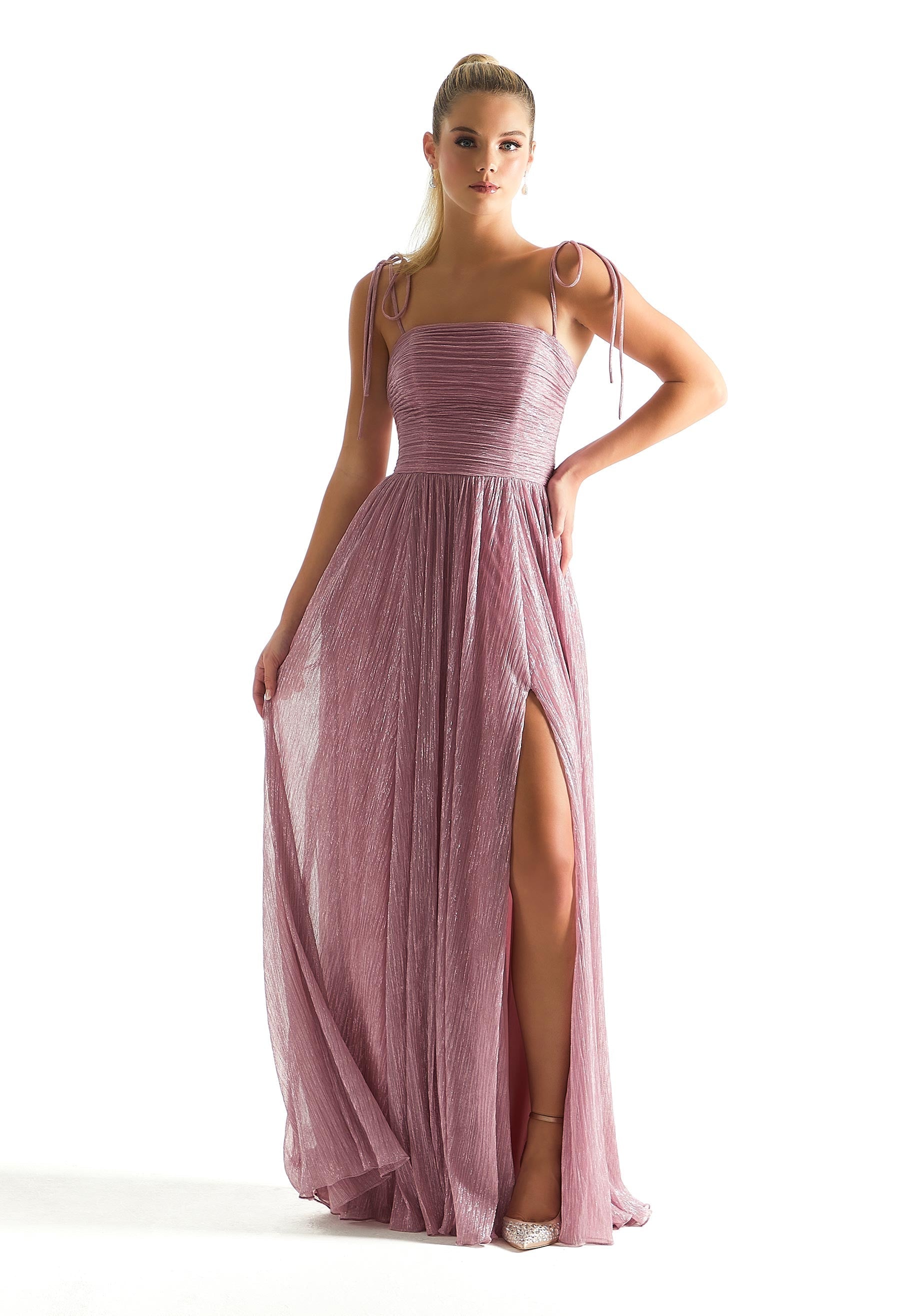 Prom Dresses Glitter Formal Long Pleated Prom Dress Bouquet