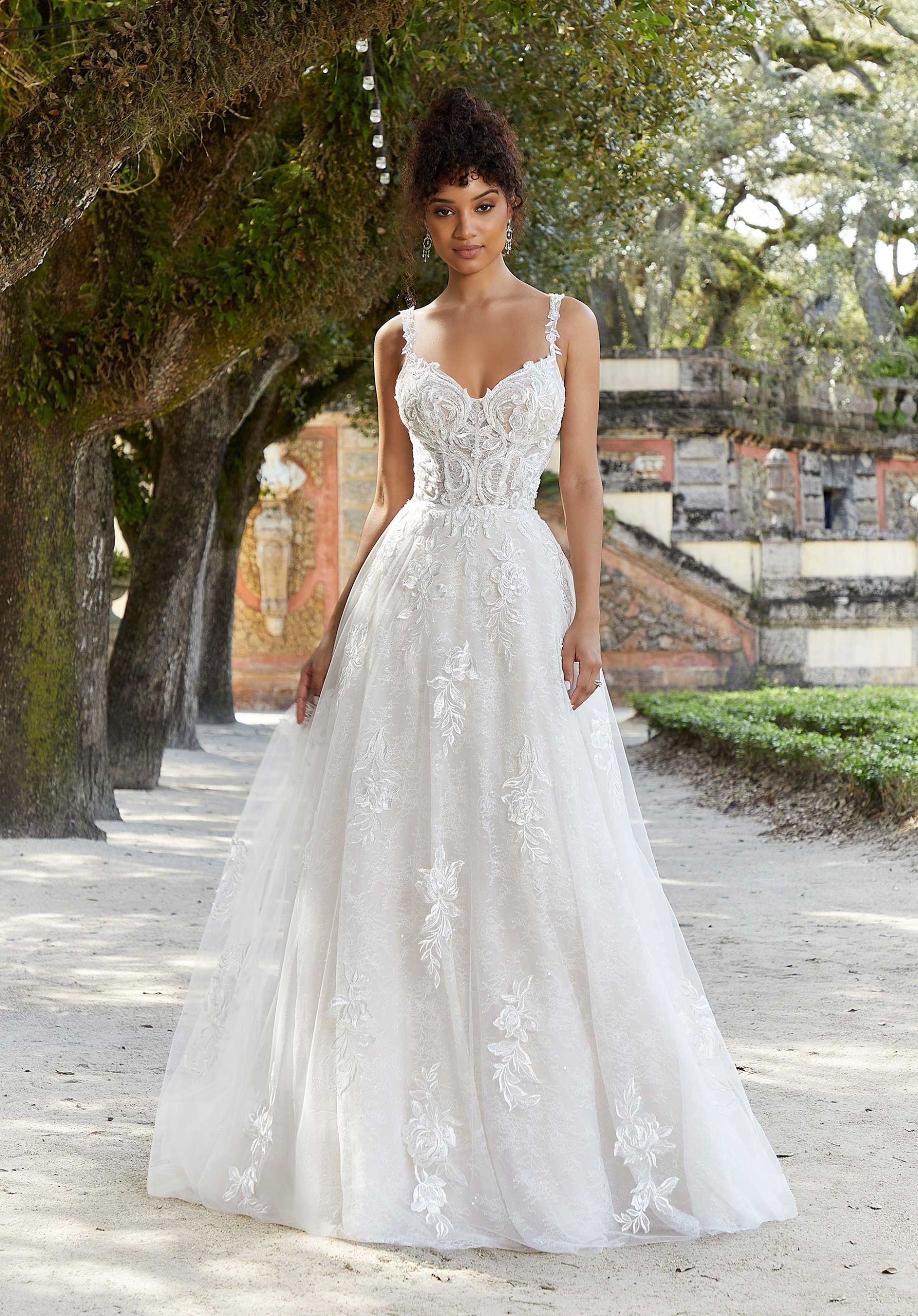 Wedding Dresses Lace Bridal Long Wedding Dress MGNY Madeline Gardner New York 2479 Ivory/Latte/Honey