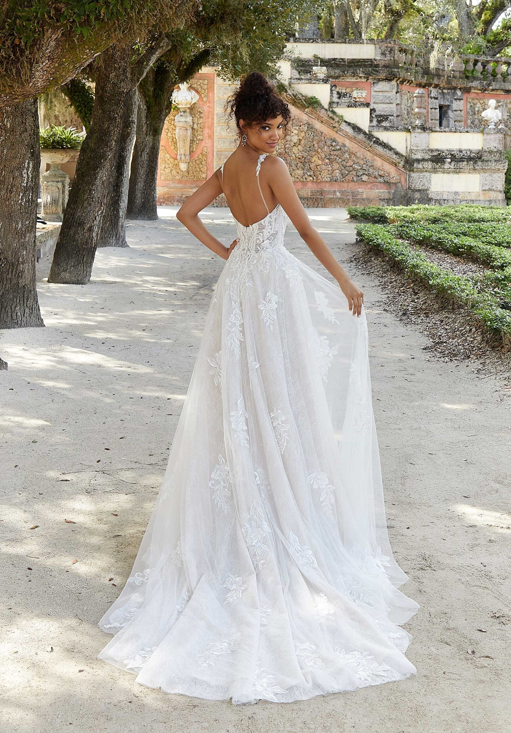 Wedding Dresses Lace Bridal Long Wedding Dress MGNY Madeline Gardner New York 2479 Ivory/Latte/Honey
