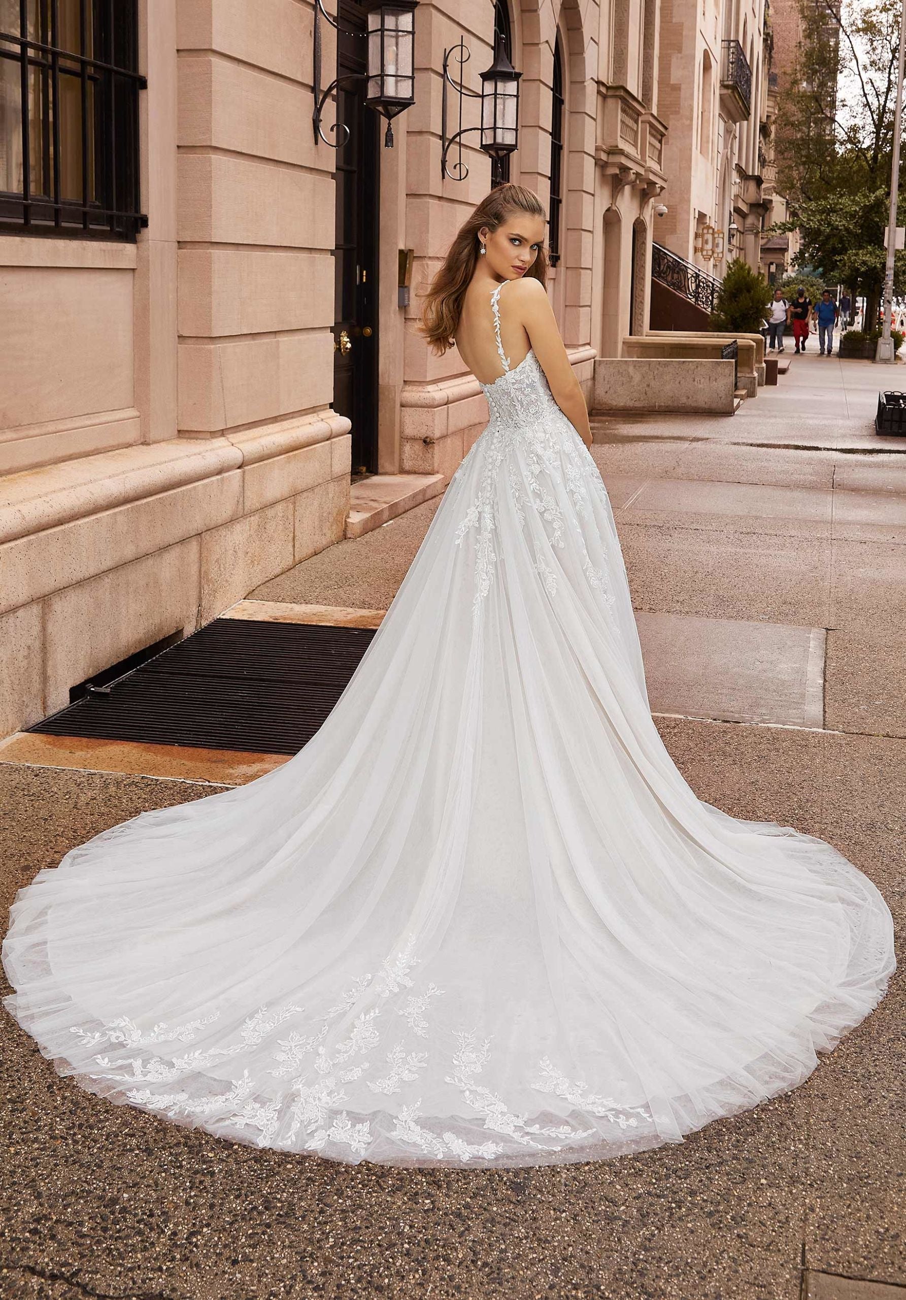 Wedding Dresses Long Bridal Beaded Wedding Dress MGNY Madeline Gardner New York 2506 Ivory/Champagne/Honey