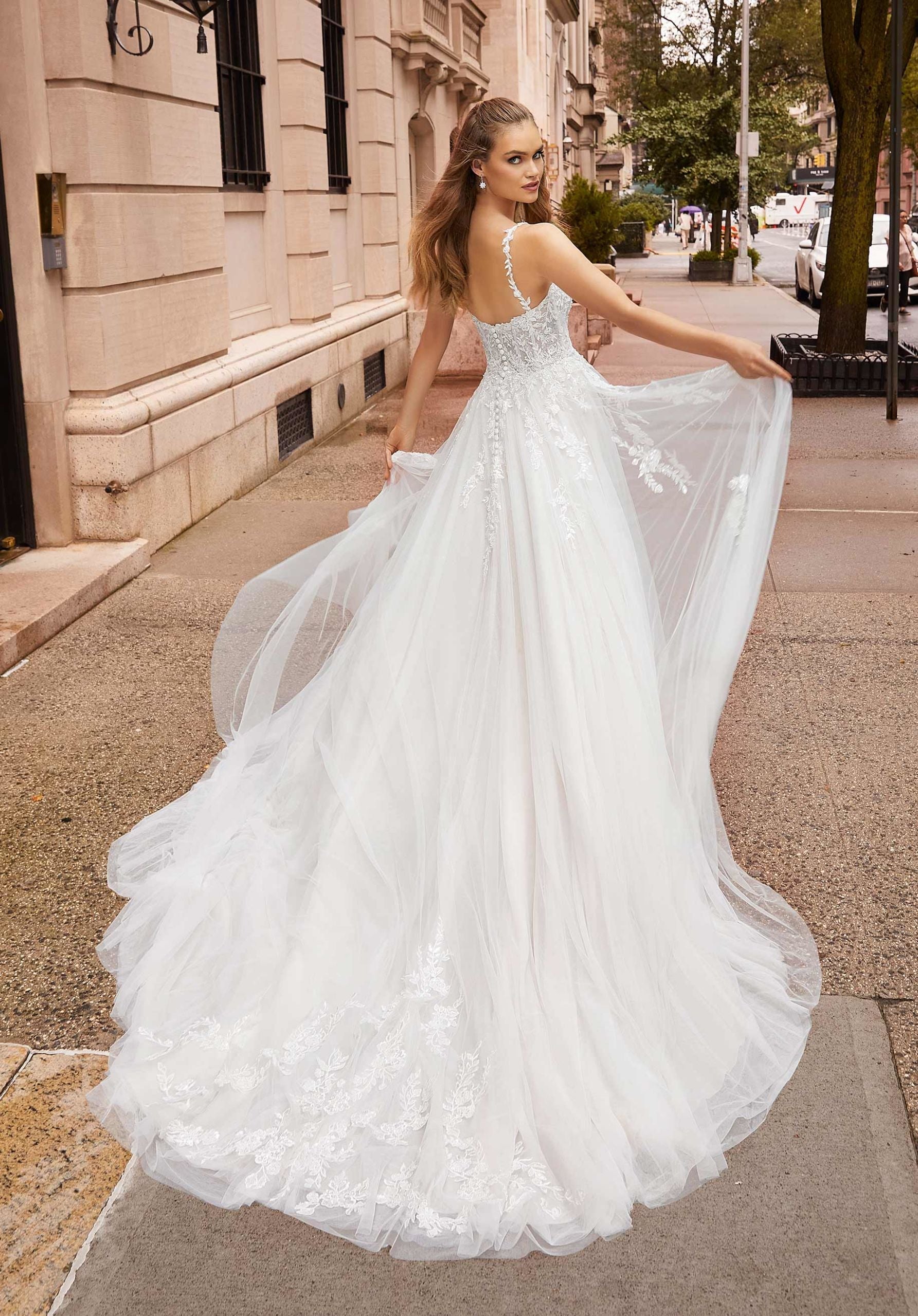 Wedding Dresses Long Bridal Beaded Wedding Dress MGNY Madeline Gardner New York 2506 Ivory/Champagne/Honey