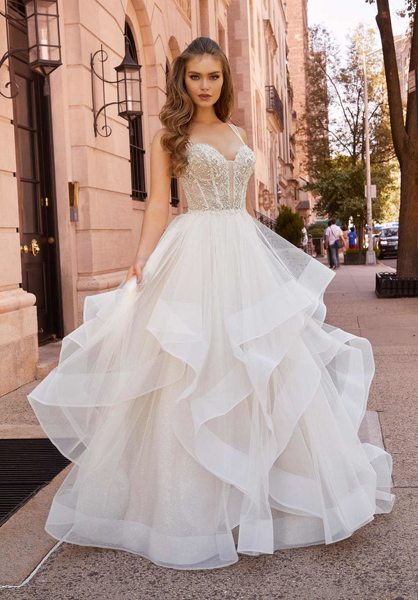 Long Bridal Gown Beaded Lace Wedding Dress MGNY Madeline Gardner New York 2510