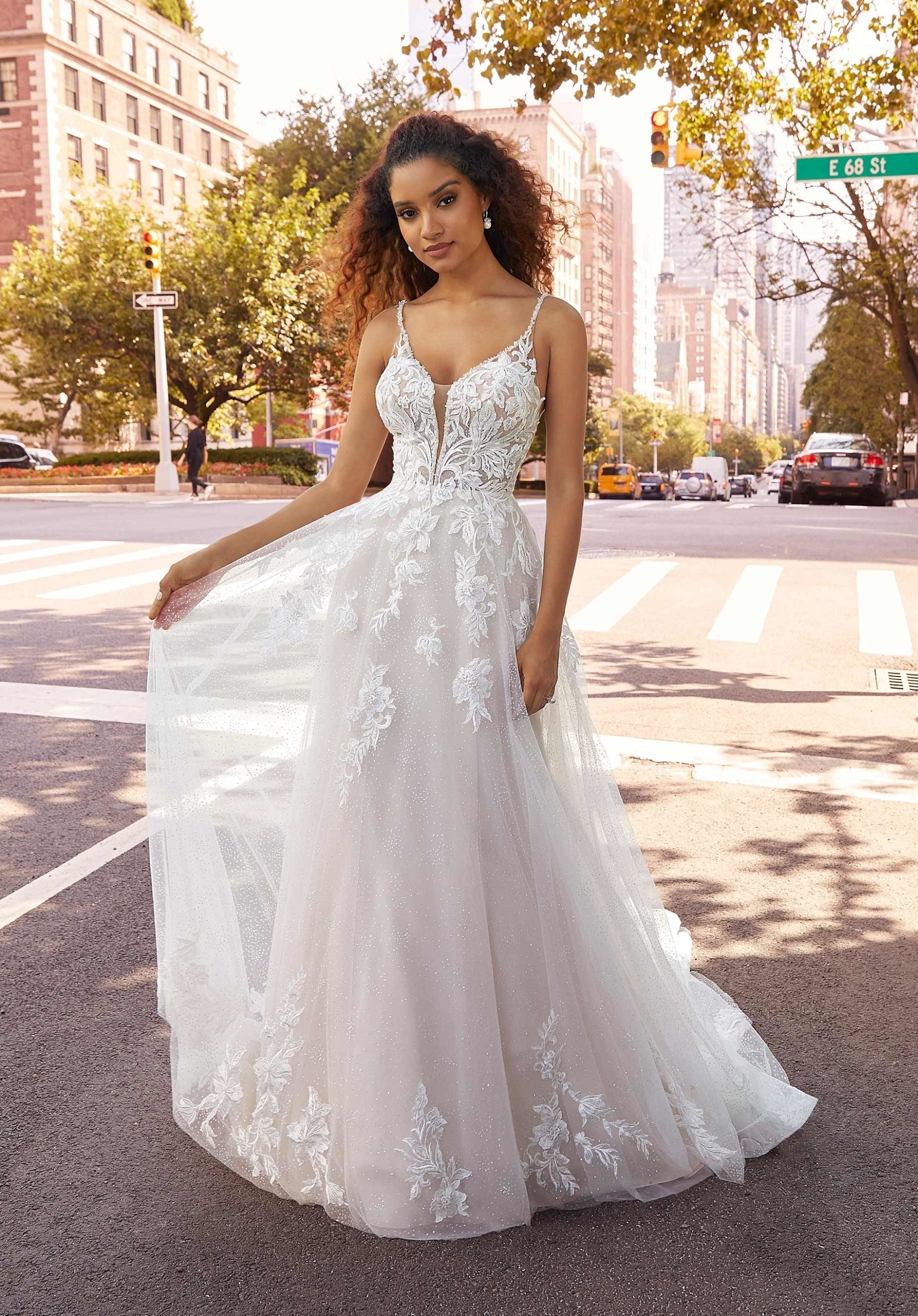 Long A Line Wedding Bridal Gown MGNY Madeline Gardner New York 2514