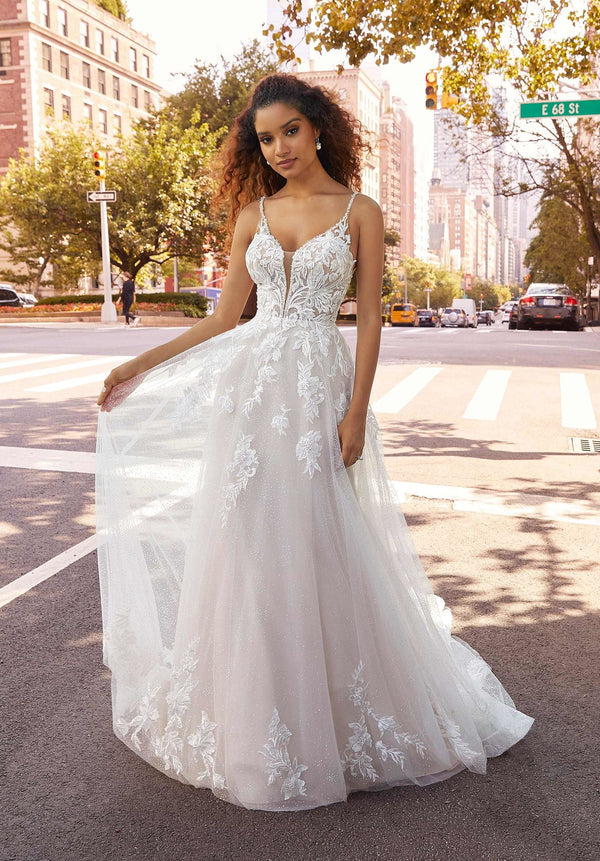 Long A Line Wedding Bridal Gown MGNY Madeline Gardner New York 2514