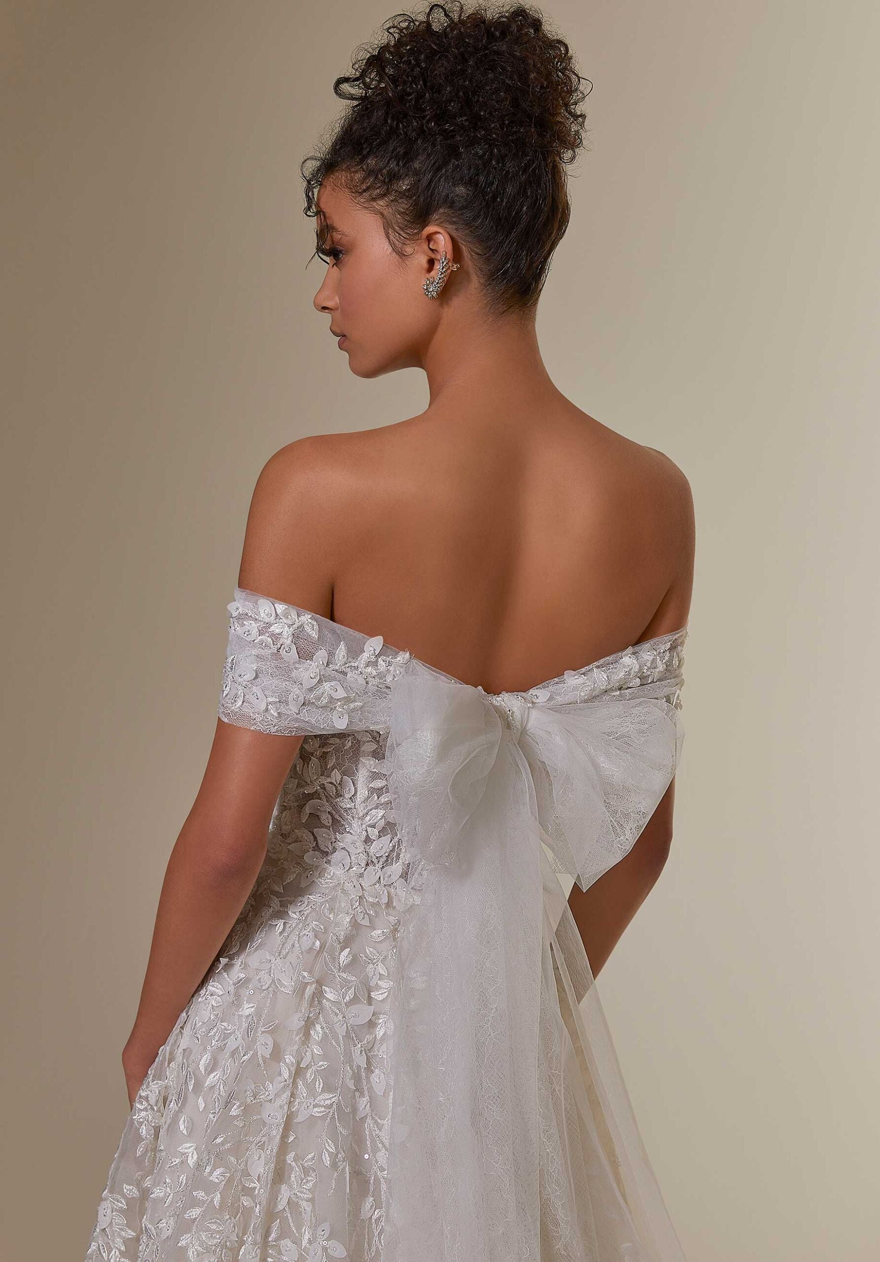 Wedding Dresses Long Wedding Lace A Line Dress MGNY Madeline Gardner New York 2531 Ivory/Prosecco/Honey