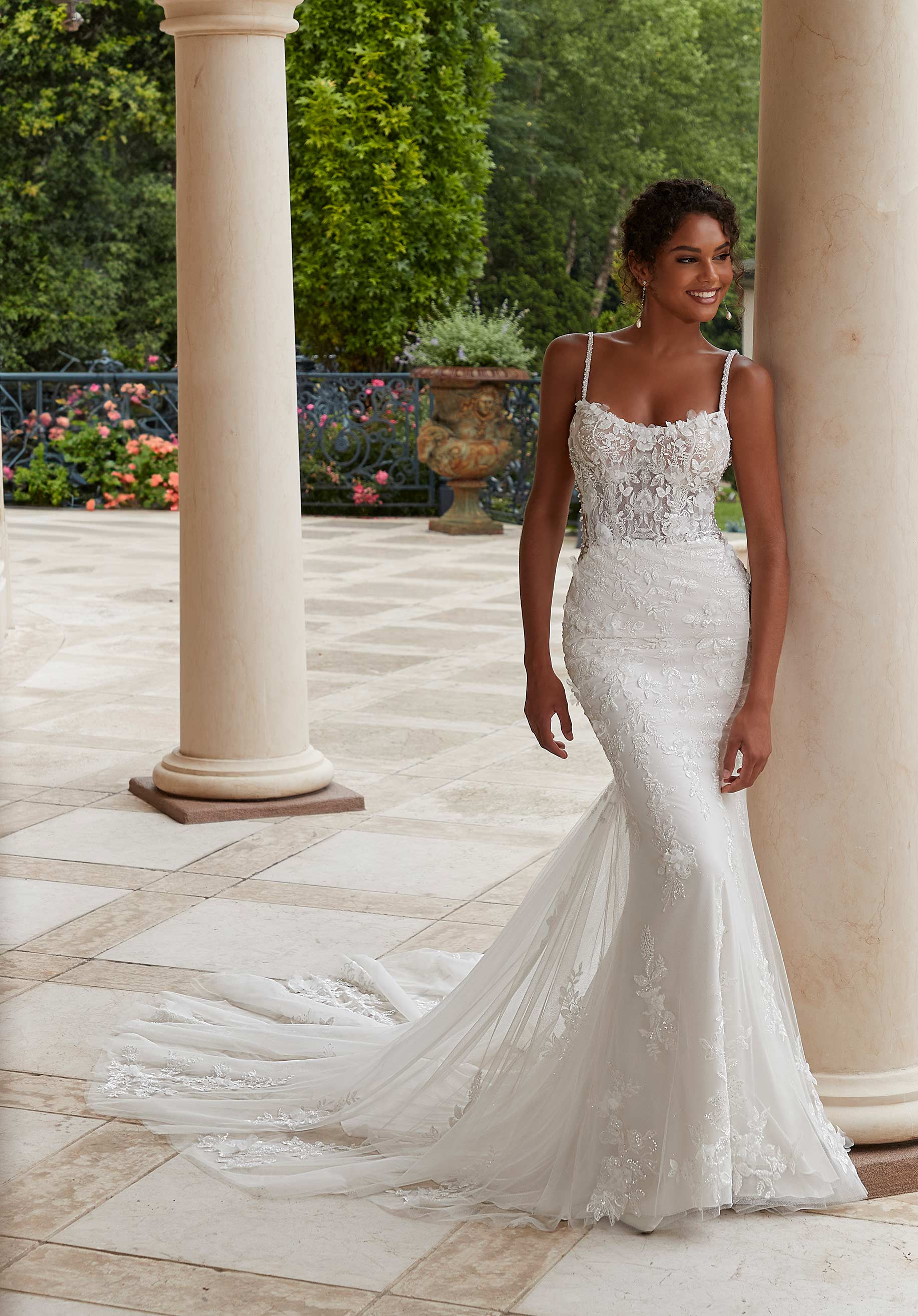 Wedding Dresses Long Wedding Bridal Fitted Beaded Dress MGNY Madeline Gardner New York 2604 Ivory/Sand/Honey