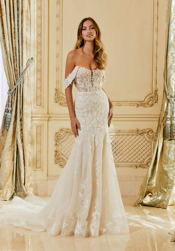 Long Wedding Beaded Mermaid Bridal Gown MGNY Madeline Gardner New York 2664