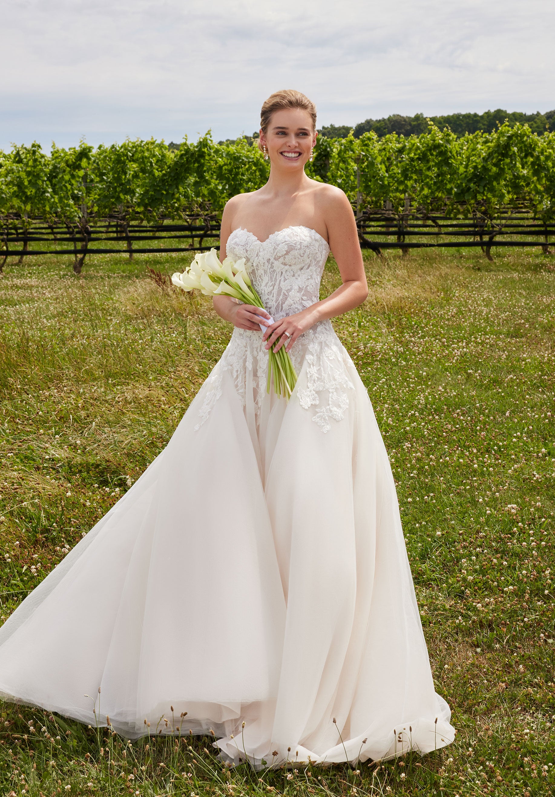 Wedding Dresses A Line Long Beaded Lace Corset Wedding Dress Ivory/Sand