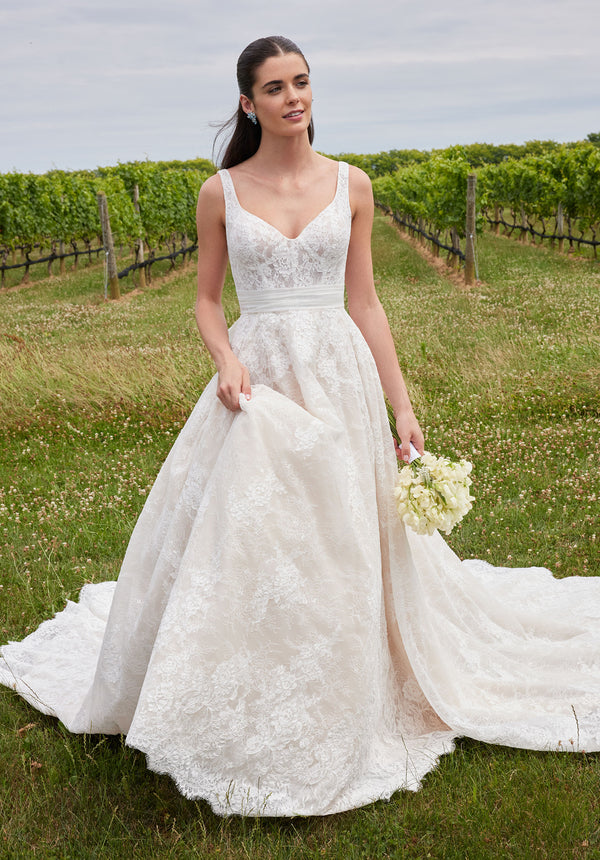 MGNY Madeline Gardner New York 2710 Long Ball Gown Floral Lace Wedding Dress