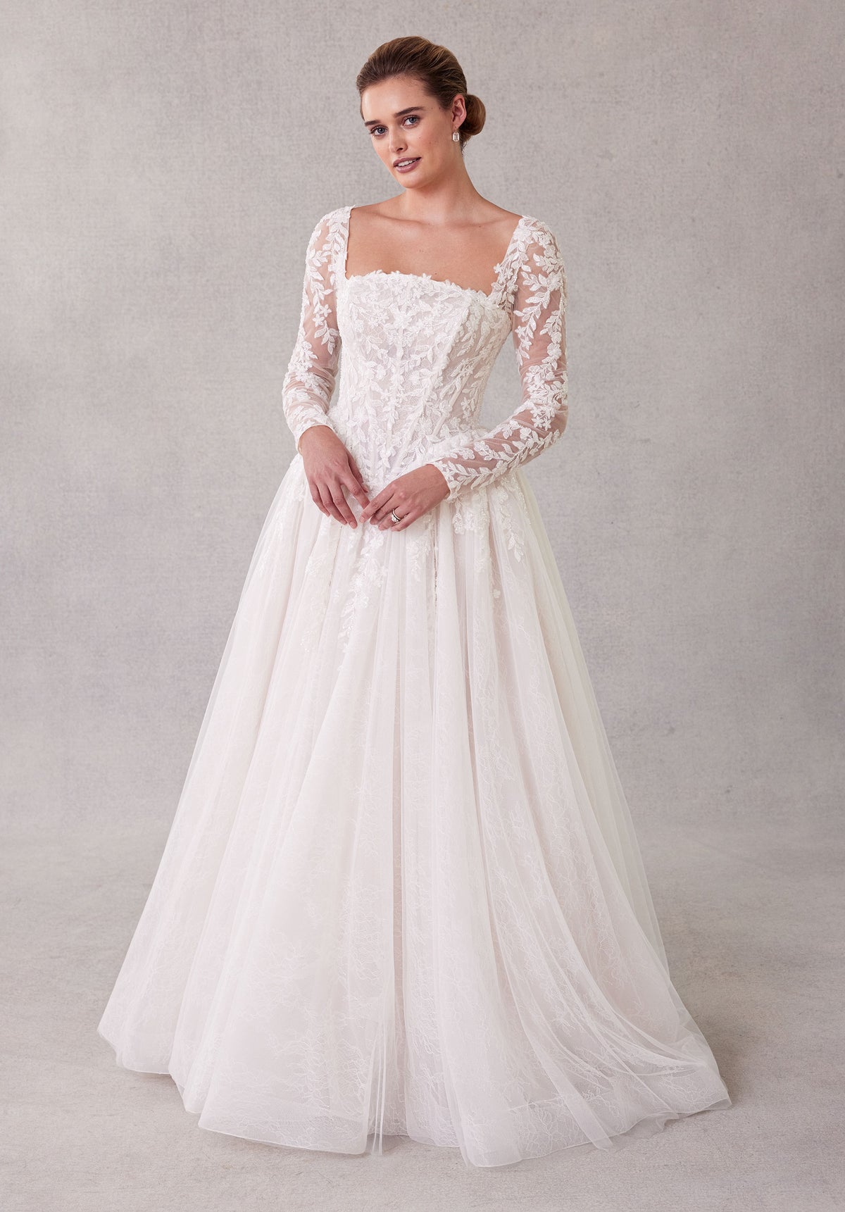 Wedding Dresses Long Ball Gown Beaded Lace Wedding Dress Ivory/Sand/Honey