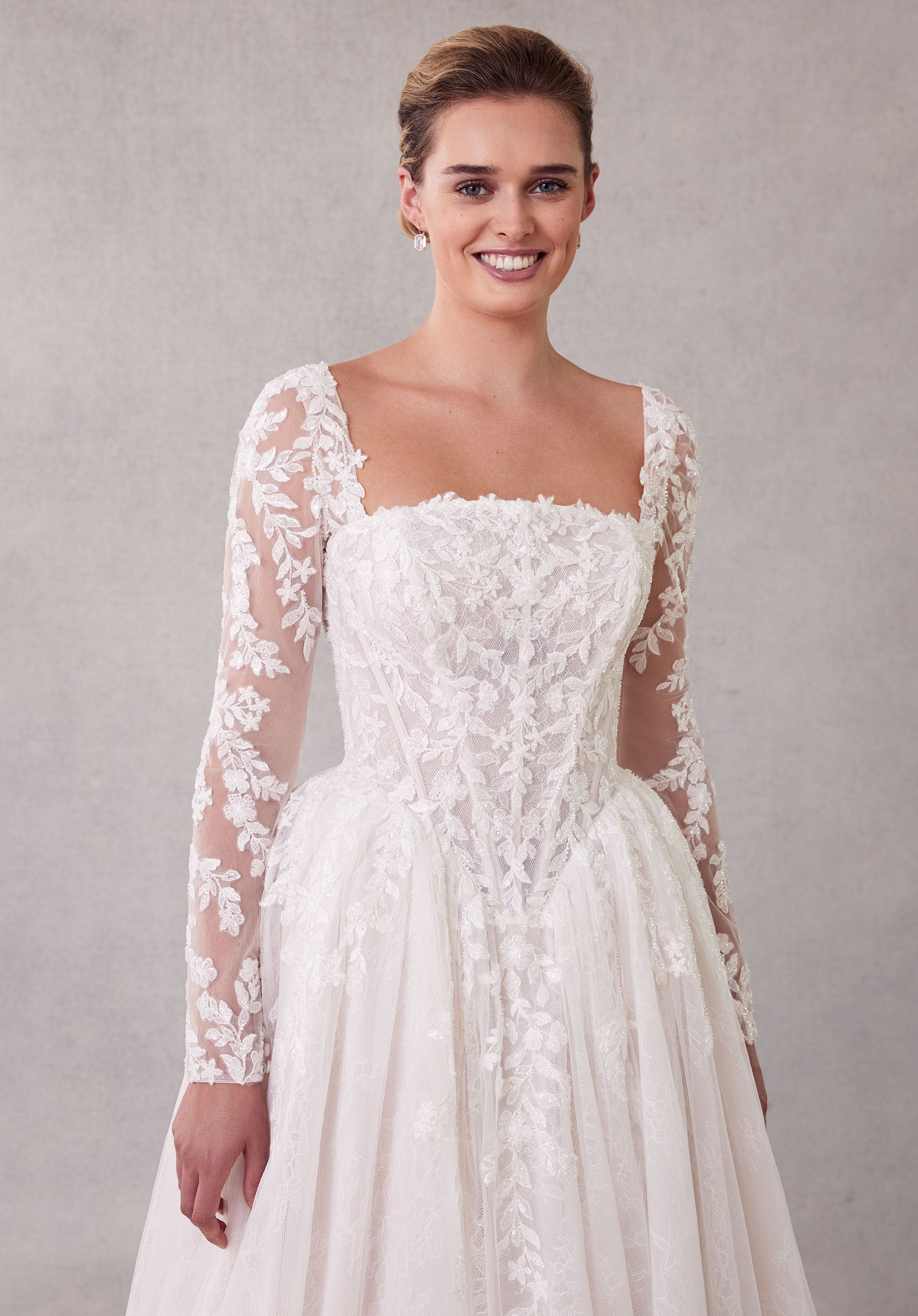 MGNY Madeline Gardner New York 2714 Long Ball Gown Beaded Lace Wedding Dress