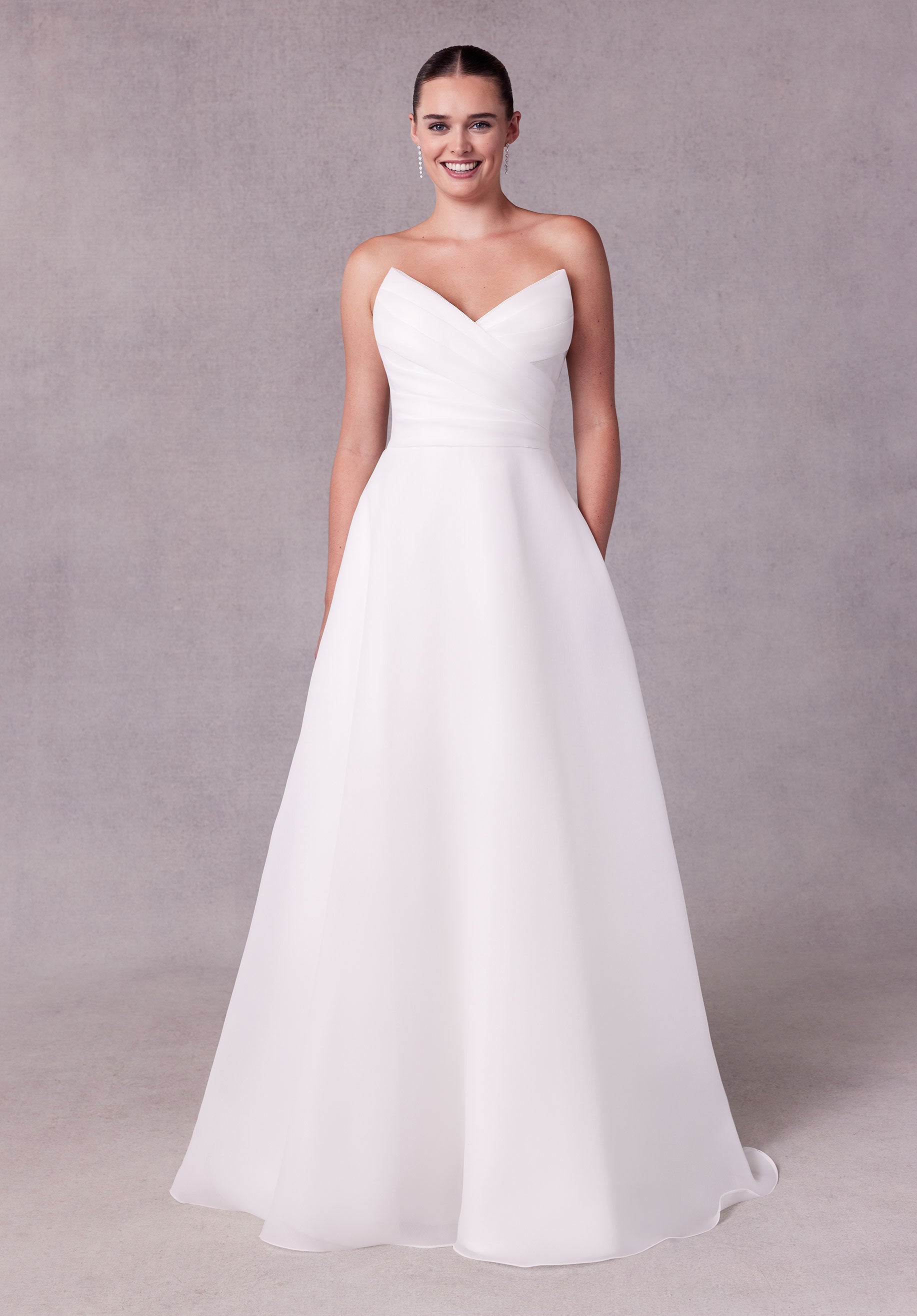 MGNY Madeline Gardner New York 2715 Simple A Line Long Wedding Dress