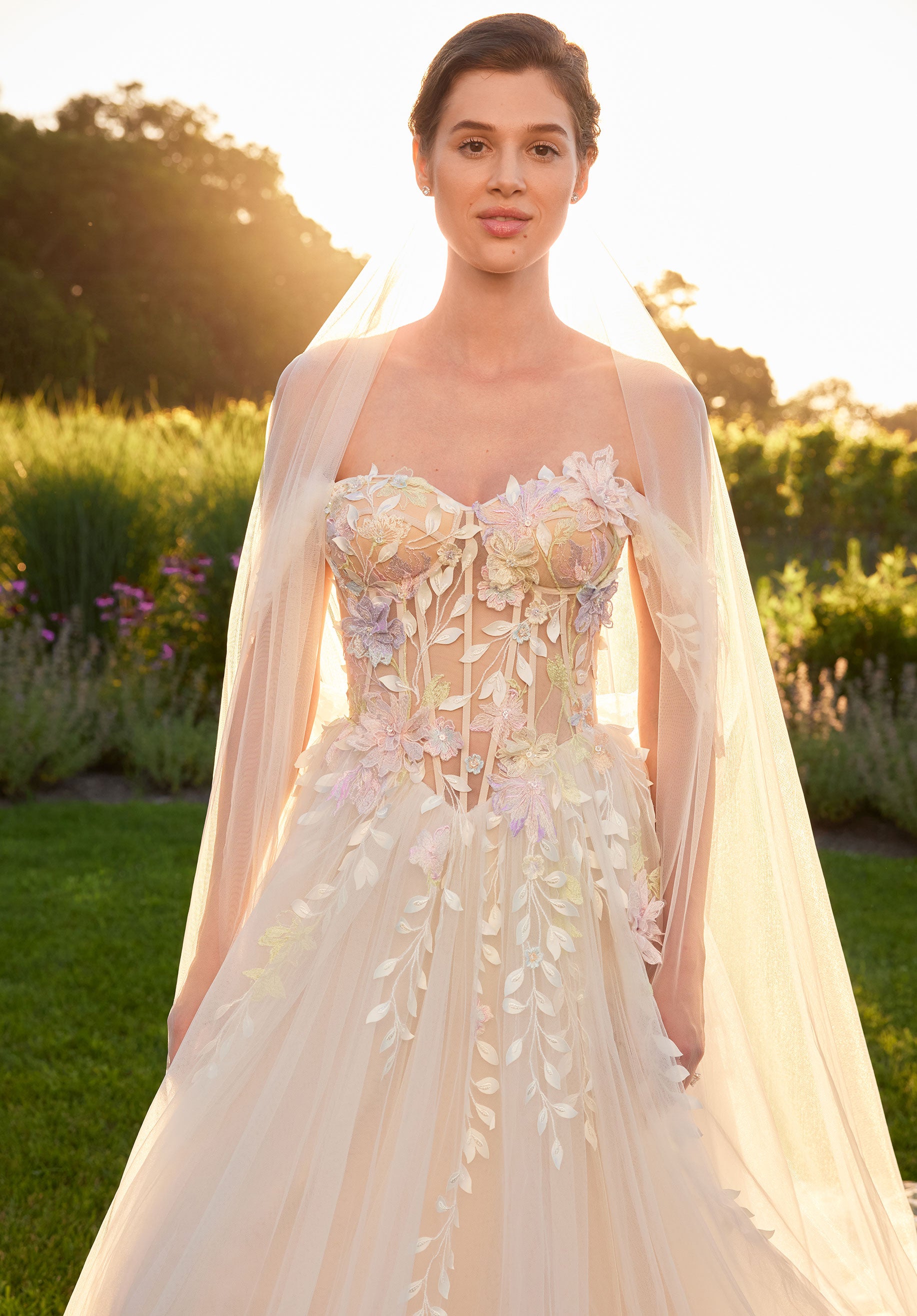 Wedding Dresses Long 3D Floral Lace A Line Wedding Dress Ivory/Sand/Honey/Multi