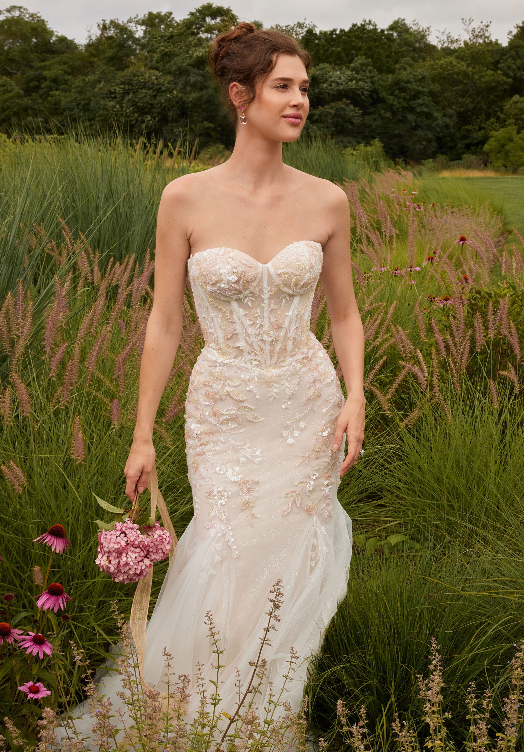 MGNY Madeline Gardner New York 2717 Long Mermaid Beaded Corset Wedding Dress