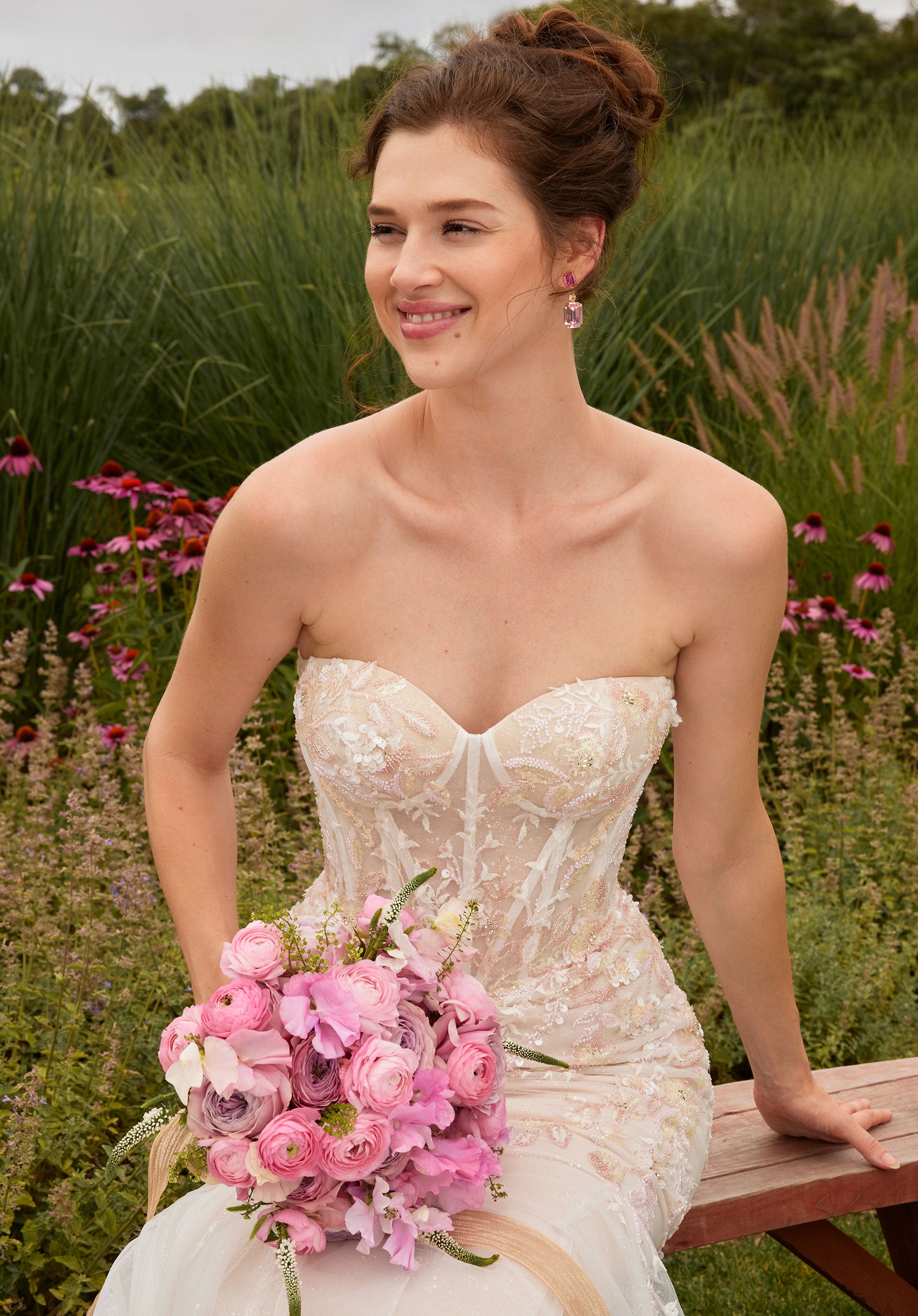 MGNY Madeline Gardner New York 2717 Long Mermaid Beaded Corset Wedding Dress