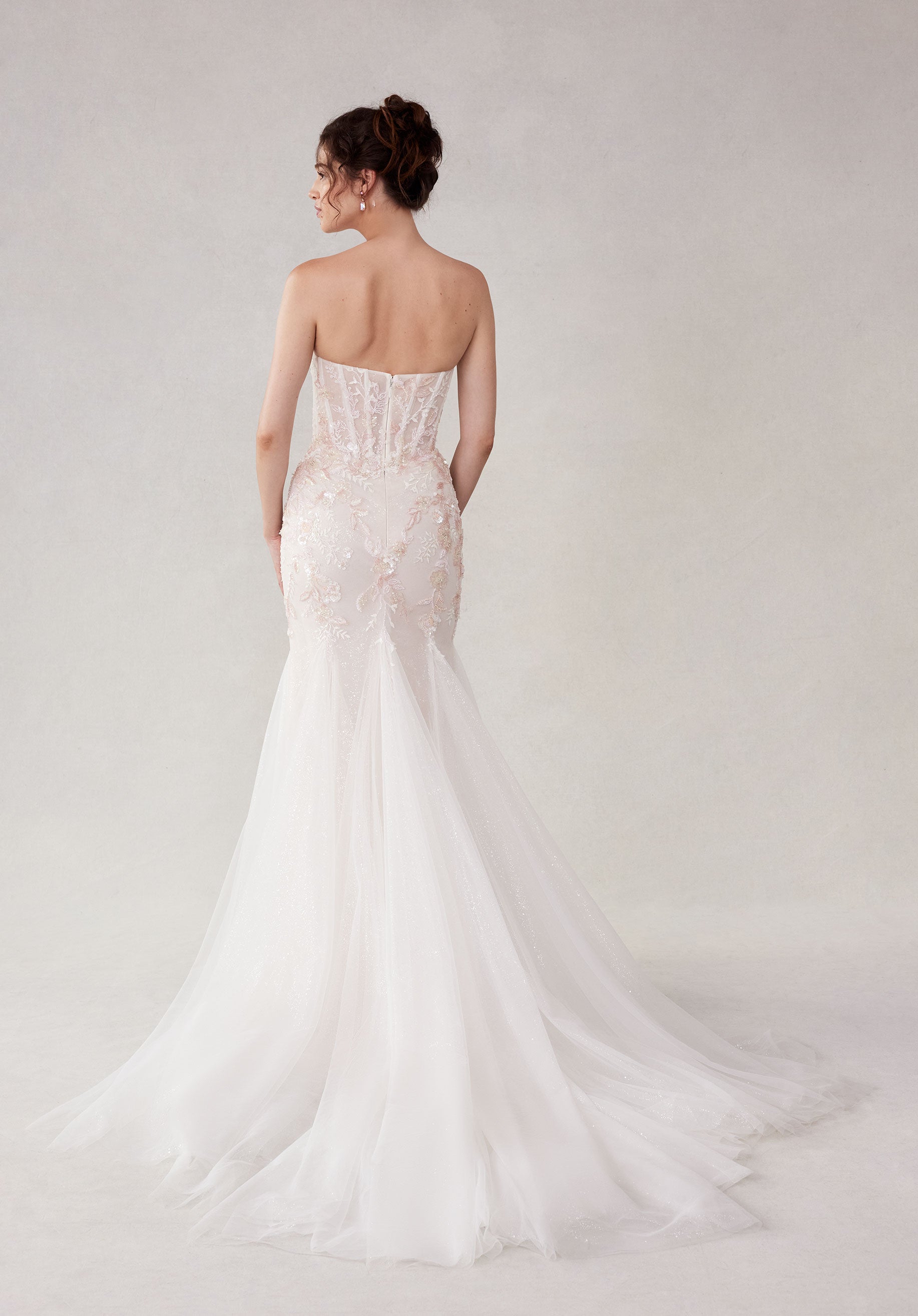 Wedding Dresses Long Mermaid Beaded Corset Wedding Dress Pink Multi