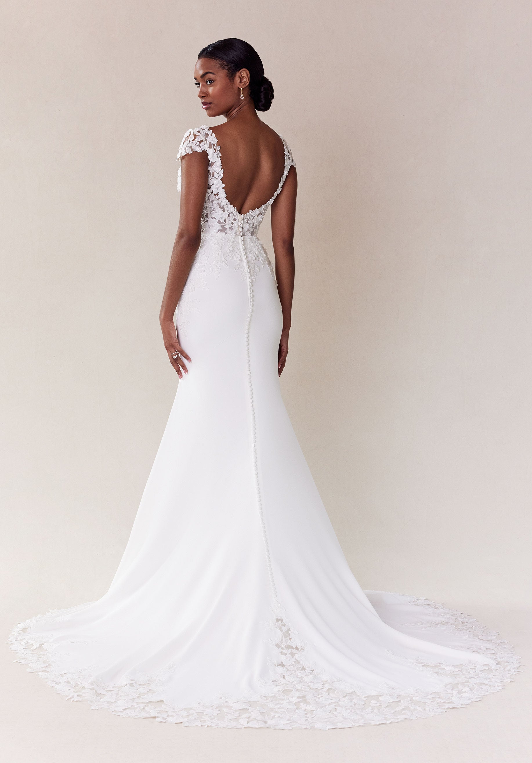 MGNY Madeline Gardner New York 2722 Long 3D Floral Applique Wedding Dress