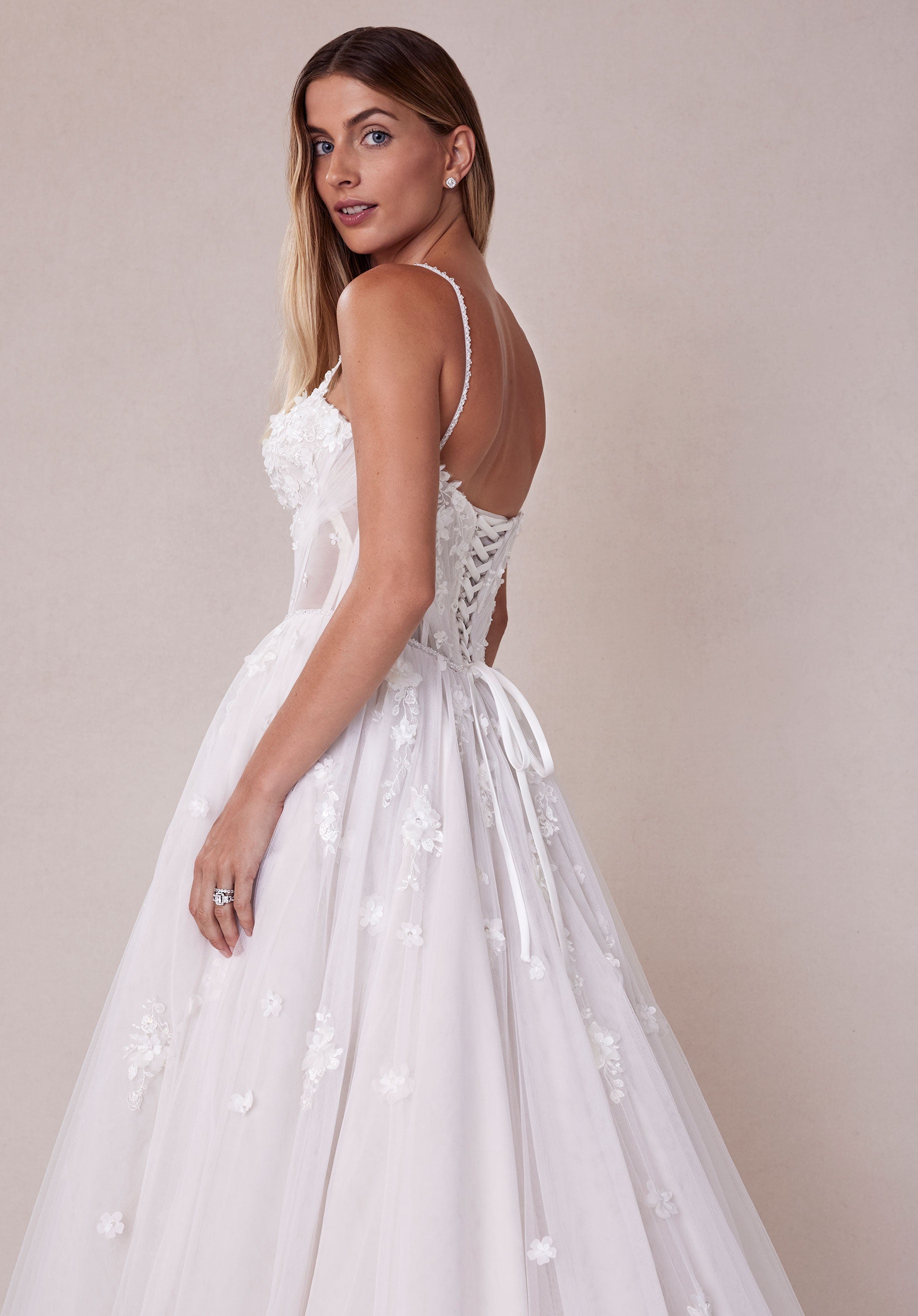 MGNY Madeline Gardner New York 2724 A Line Corset Long Ball Gown Wedding Dress
