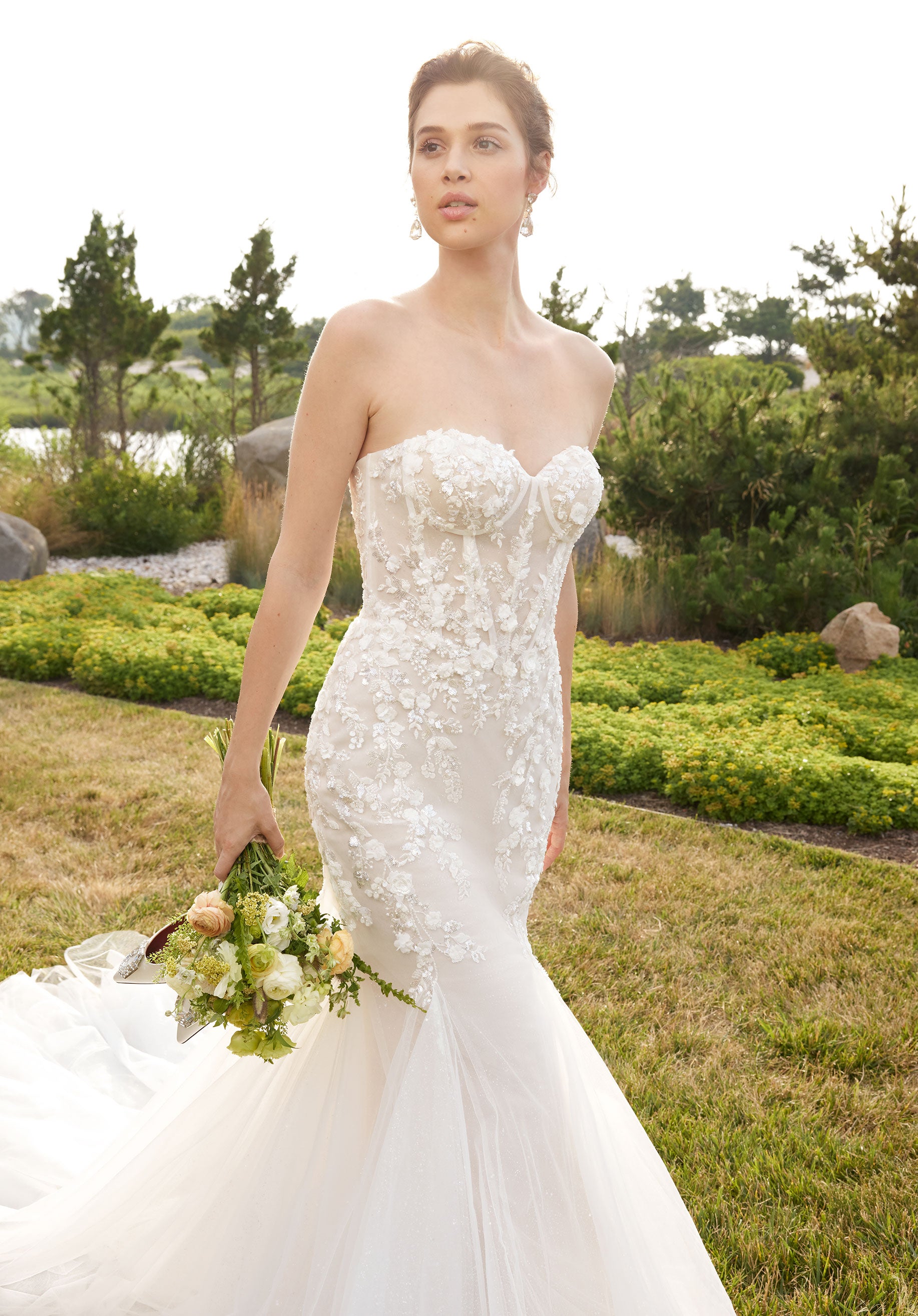 MGNY Madeline Gardner New York 2725 Long Beaded Corset Mermaid Wedding The Dress Outlet MGNY Madeline Gardner New York 2725 Long Beaded Corset Mermaid Wedding The Dress Outlet