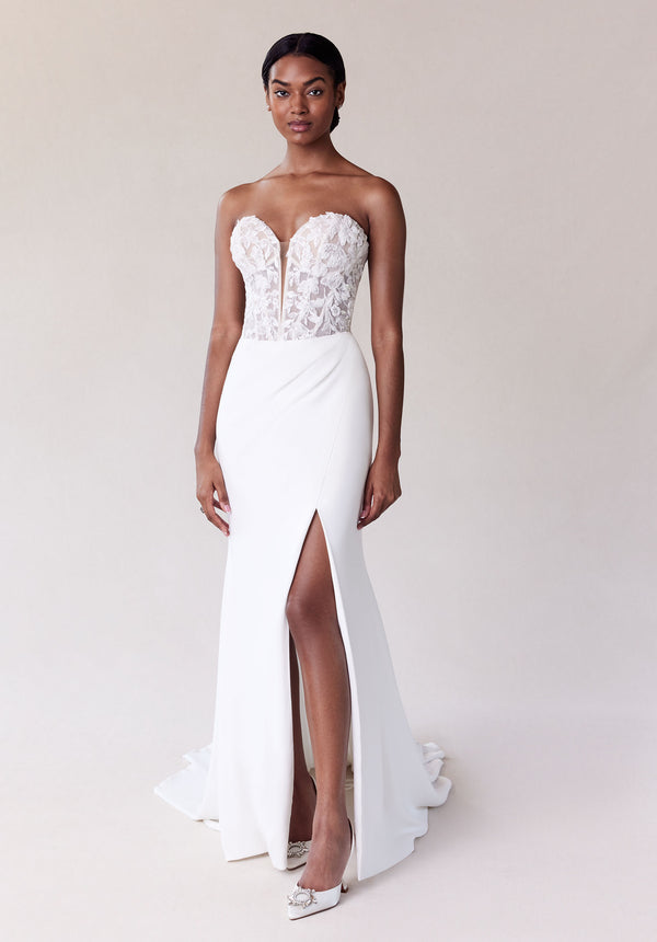 MGNY Madeline Gardner New York 2726 Fitted Long Floral Wedding Dress