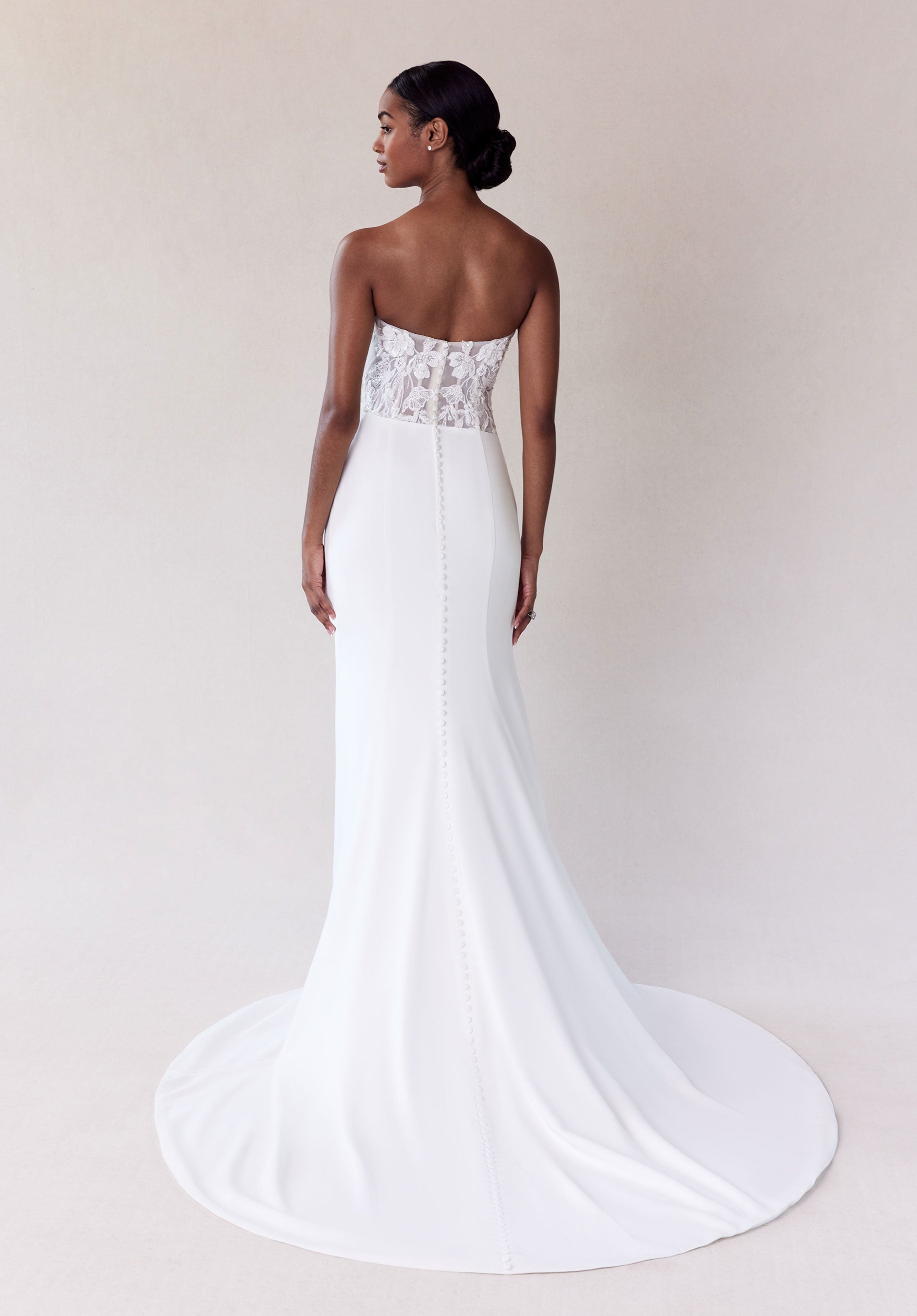 Wedding Dresses Fitted Long Floral Wedding Dress Ivory/Honey