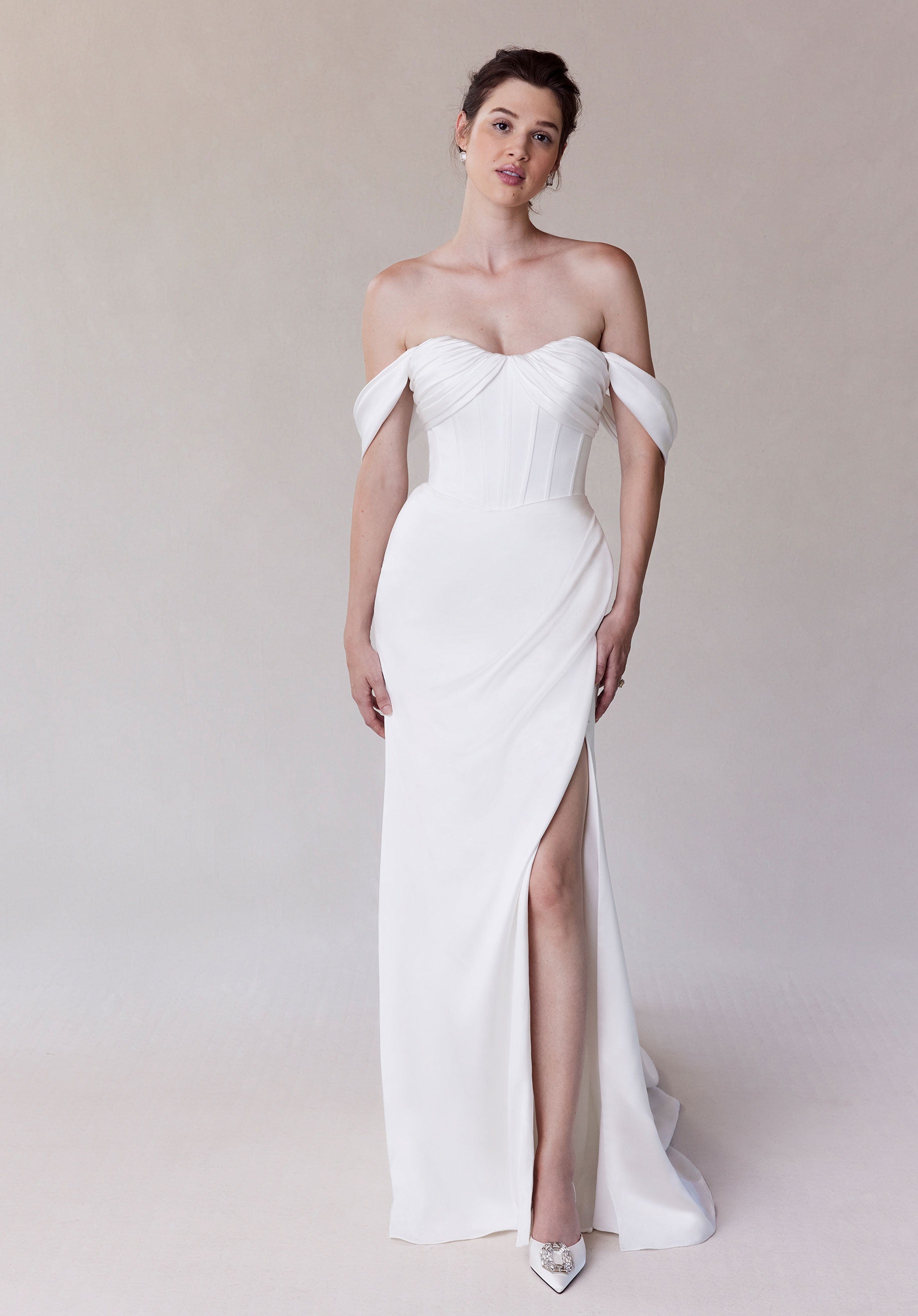 Wedding Dresses Long Corset Simple Wedding Dress Ivory