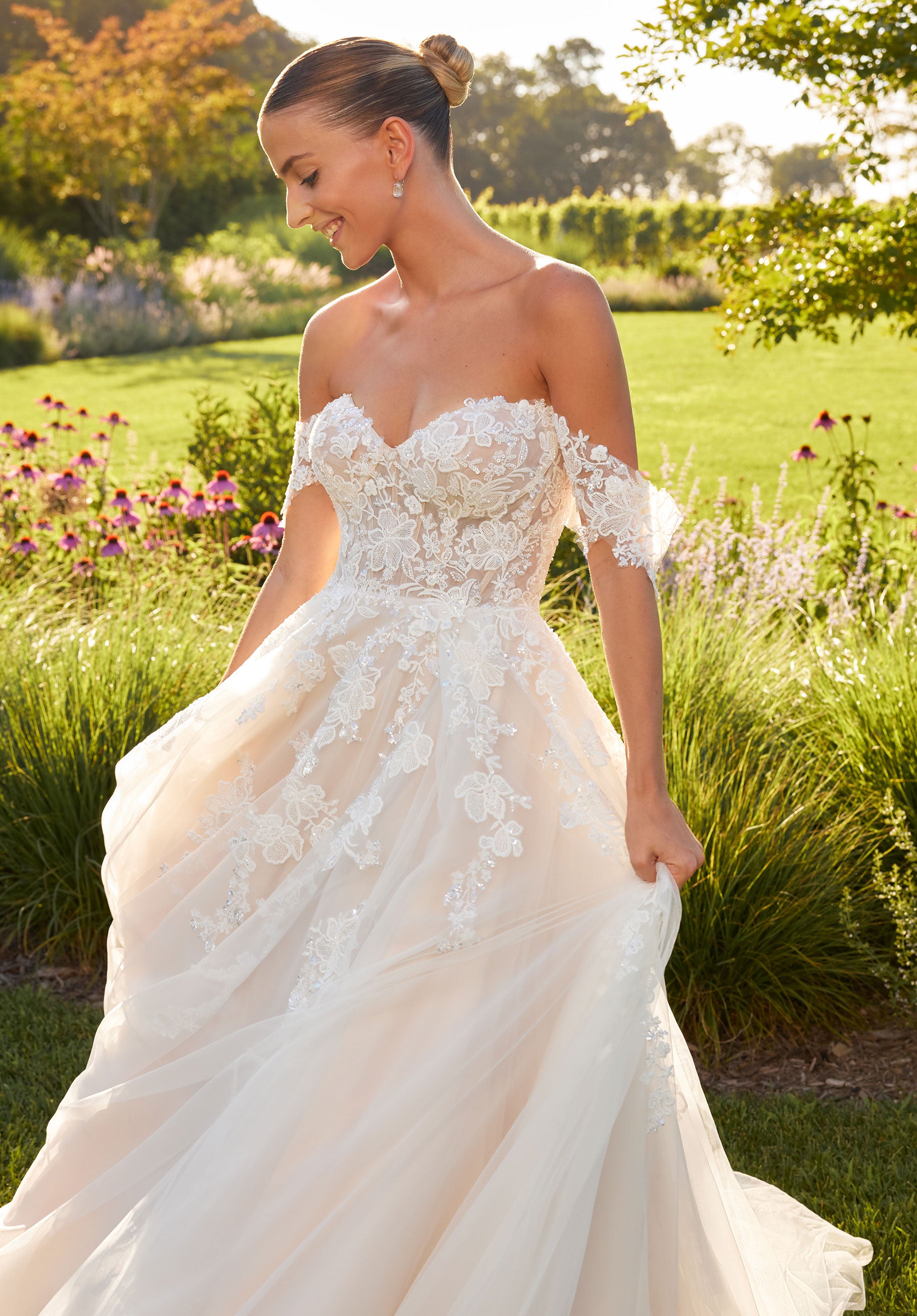 MGNY Madeline Gardner New York 2728 Long Ball Gown Lace Applique Wedding Dress