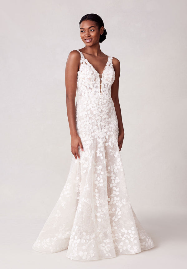 MGNY Madeline Gardner New York 2731 Long Beaded Lace Wedding Dress