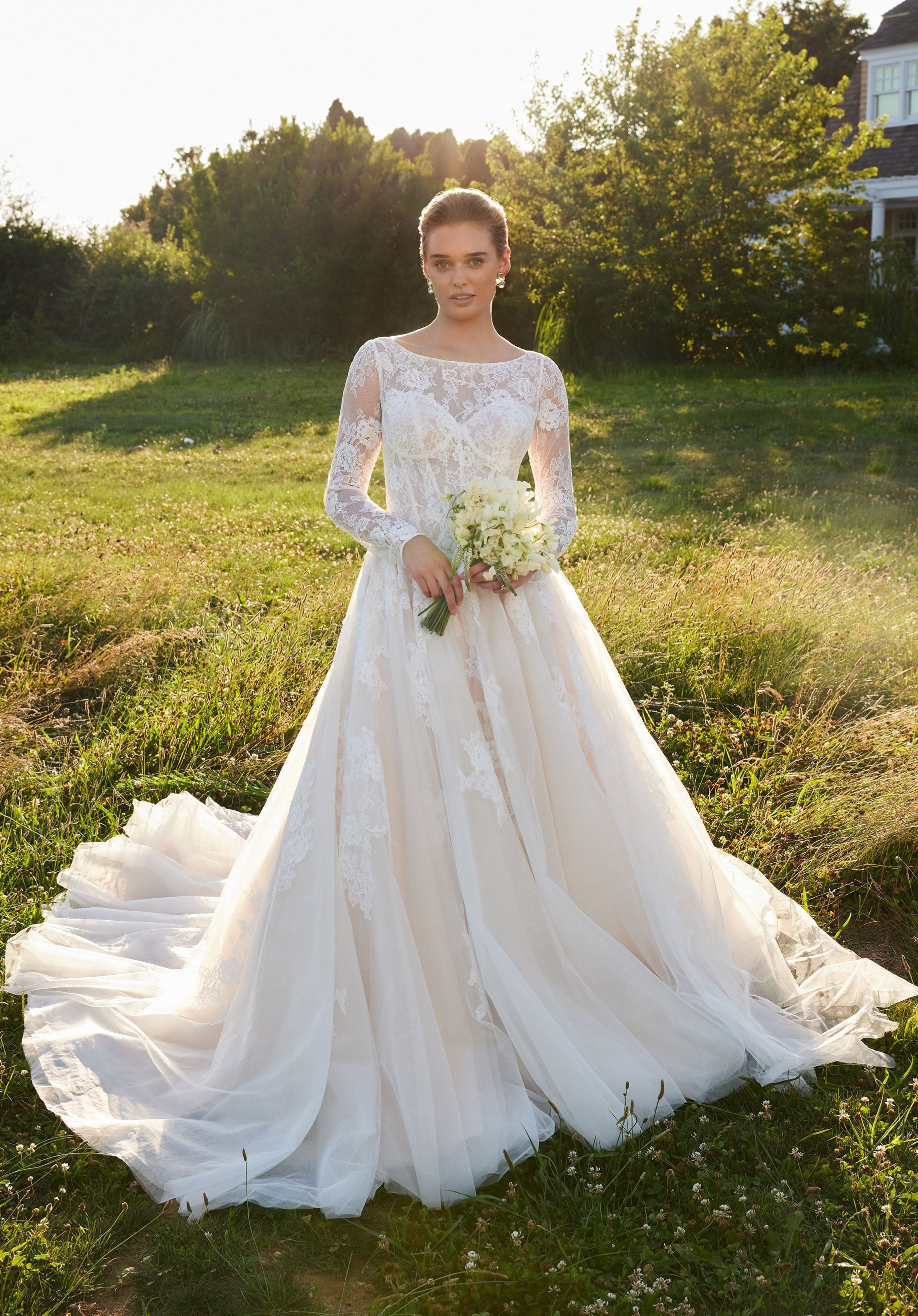 Wedding Dresses Long Sleeve Ball Gown Lace Wedding Dress Ivory/Champagne